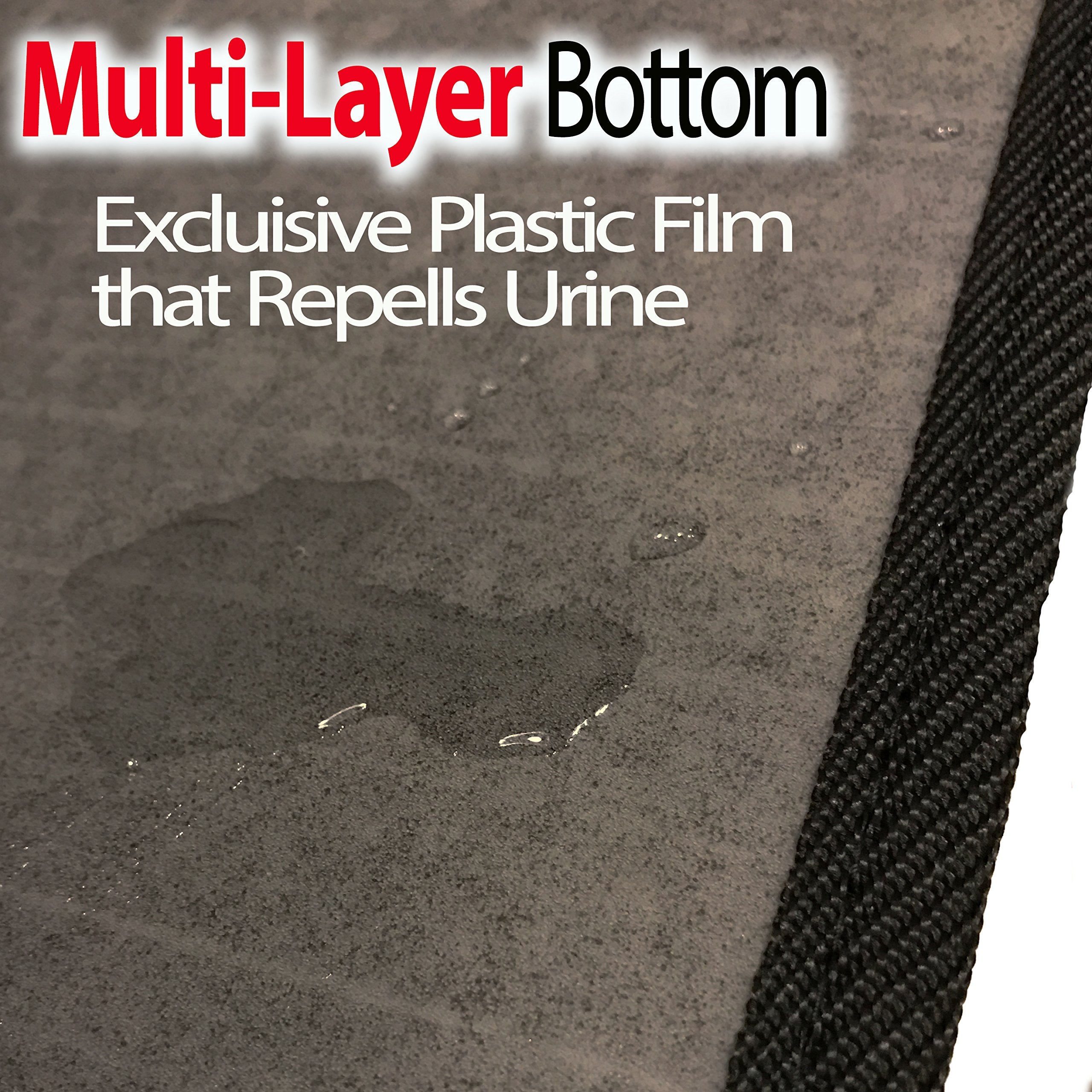 Iprimio Large Cat Litter Trapper Mat With Exclusive Urine/Waterproof Layer - Cat Litter Mat - Larger Holes With Urine Puppy Pad Option For Messy Cats - Soft On Paws And Light - 30' X 23' (Black Color)