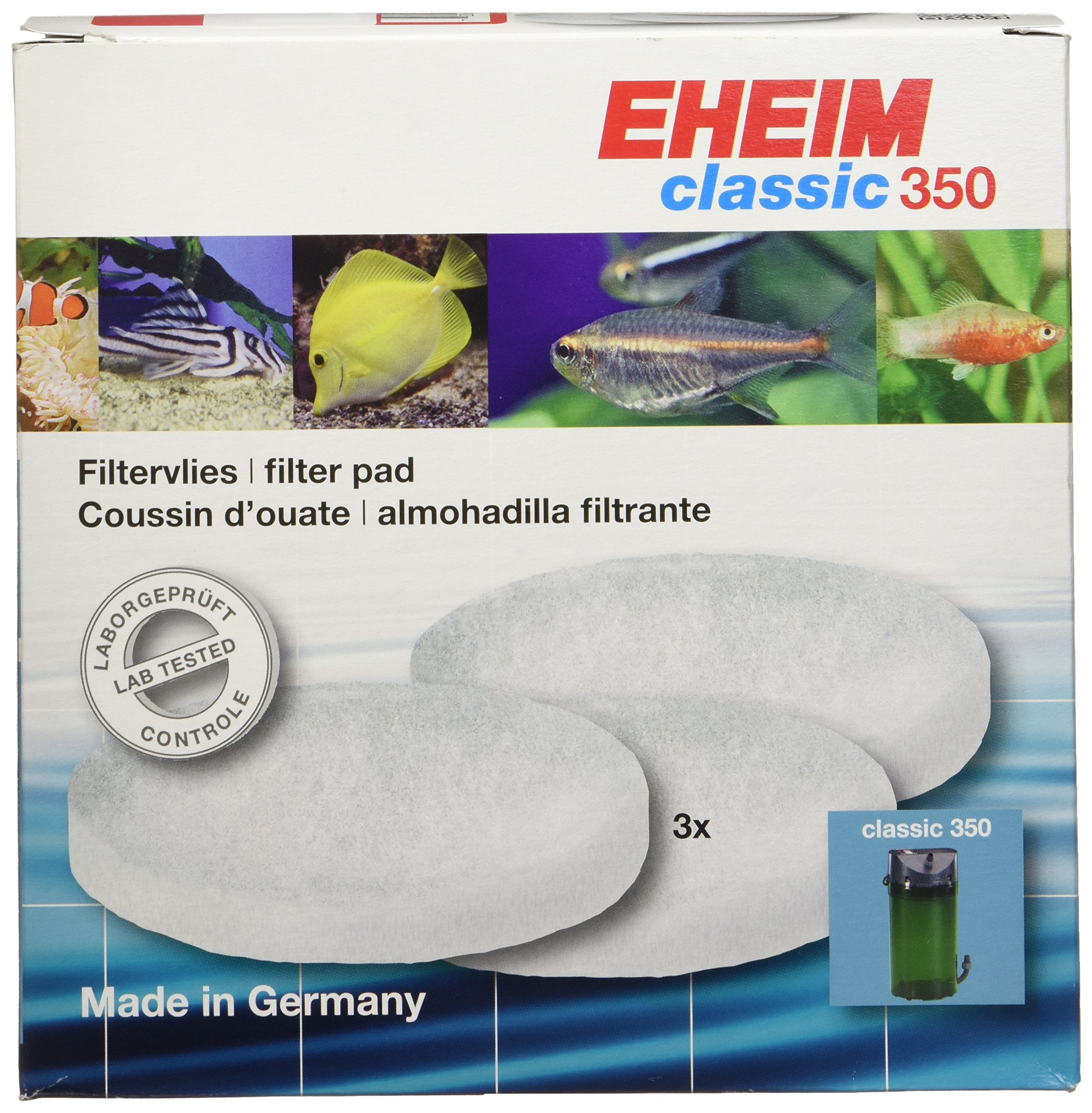 Eheim Fine Filter Pad (White) For Classic External Filter 2215 (3 Pieces) , 7.00 X 7.00 X 3.00 Inches