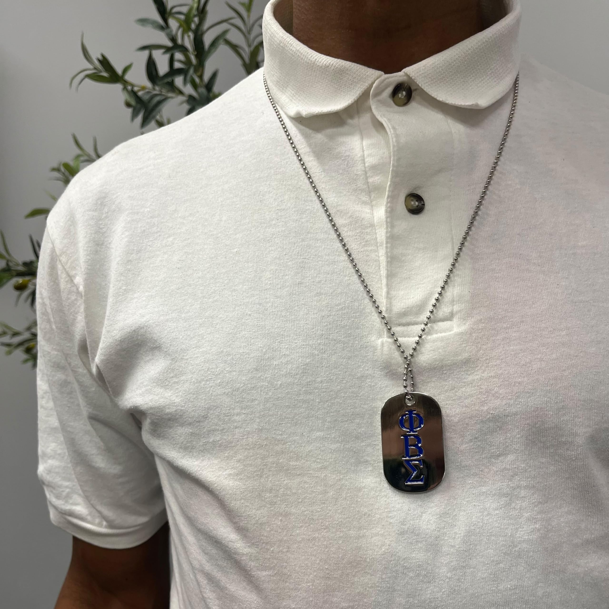 Desert Cactus Phi Beta Sigma Dog Tag Fraternity Necklace With Crest Greek (Style B - Silver Traditional)