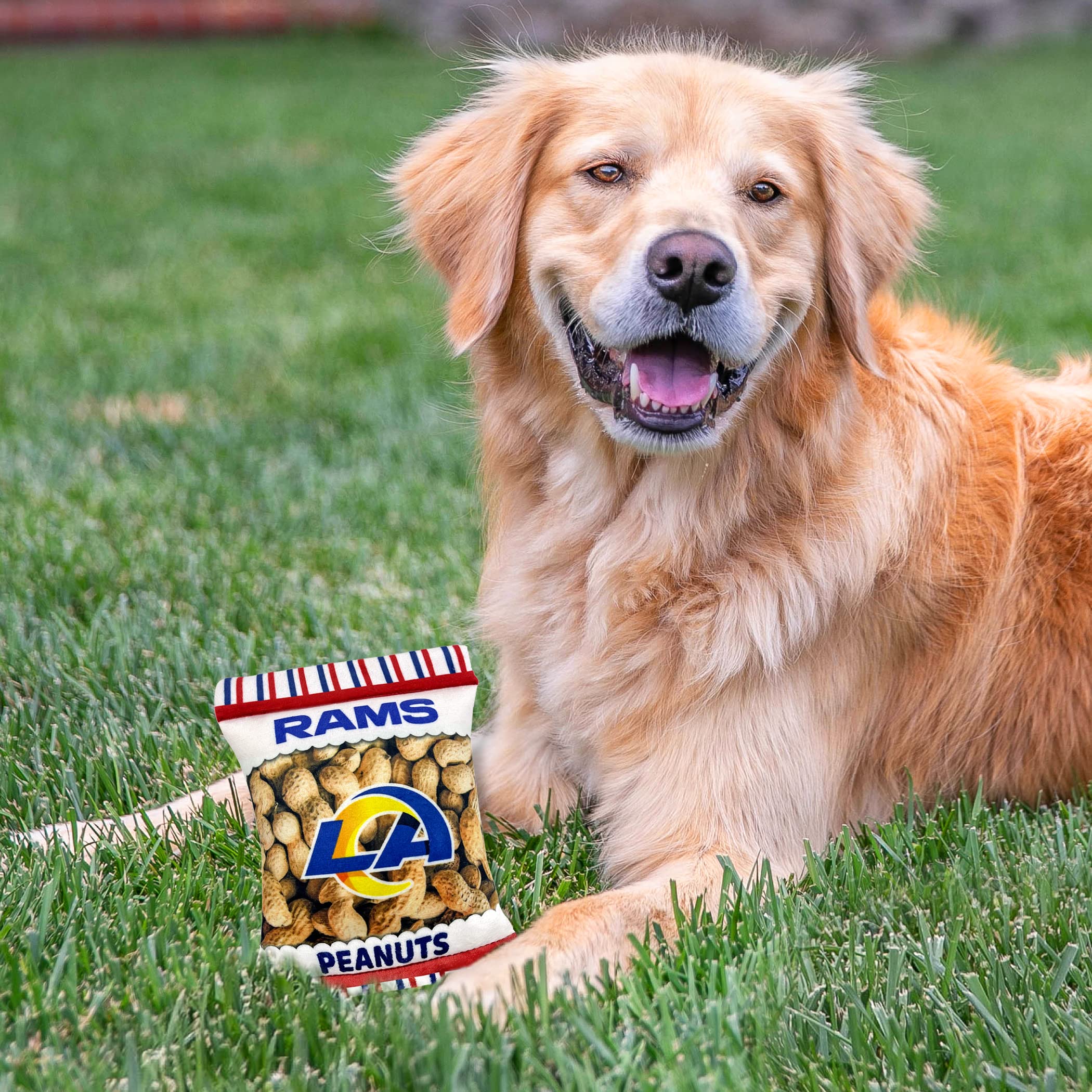 Pets First Nfl Los Angeles Rams Crinkle Fine Plush Dog & Cat Squeak Toy - Cutest Stadium Peanuts Snack Plush Toy For Dogs & Cats With Inner Squeaker & Beautiful Baseball Team Name/Logo