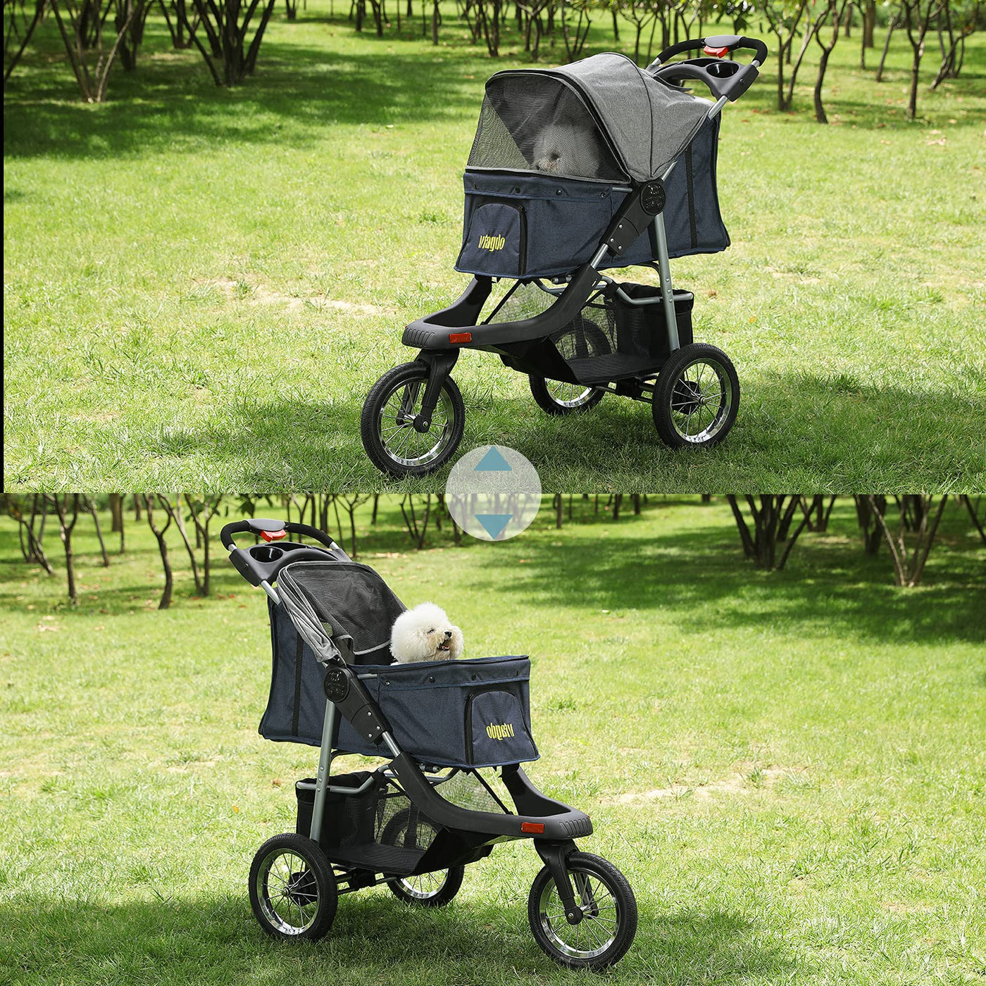 cat and dog stroller VIAGDO Premium Heavy Duty Dog Stroller for Small Medium Dogs & Cats, 3-Wheel Pet Strollers, Foldable Cat Stroller with Suspensio – Petocart