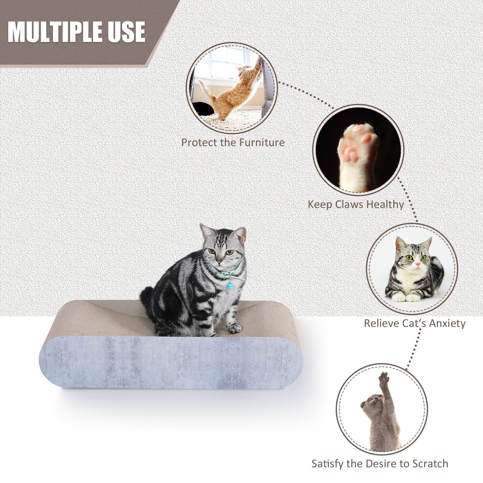 Cat Scratcher, Cardboard Lounge Bed, Bone Shape Design, Recyclable Corrugated Scratching Pad, Stable And Durable, Furniture Protector, Reversible