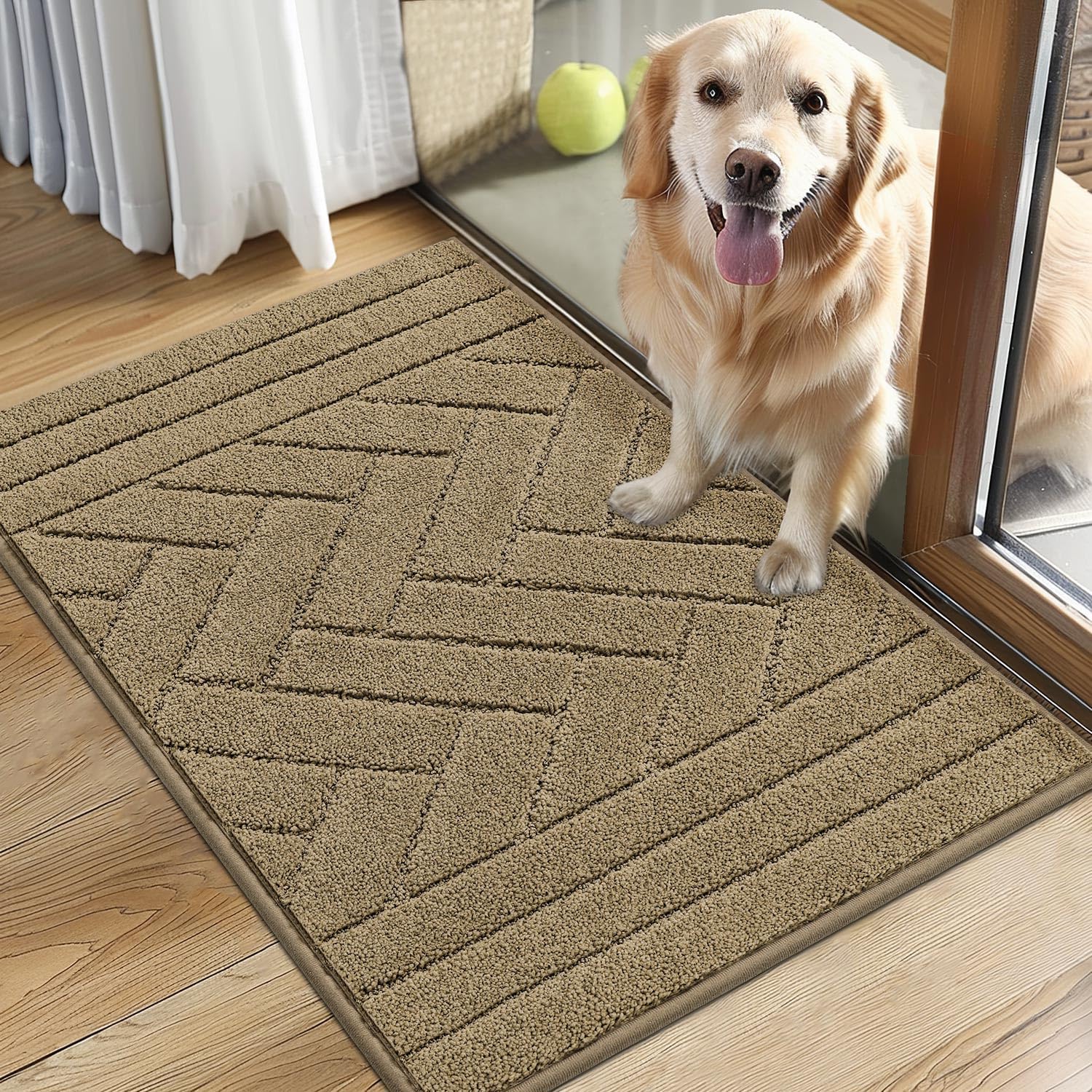 Tindbea Dog Mat for Muddy Paws,Absorbs Moisture Dirt Non-Slip Washable Mud Mat for Dogs,Soft Rubber Backing Front Inside Pet Rug