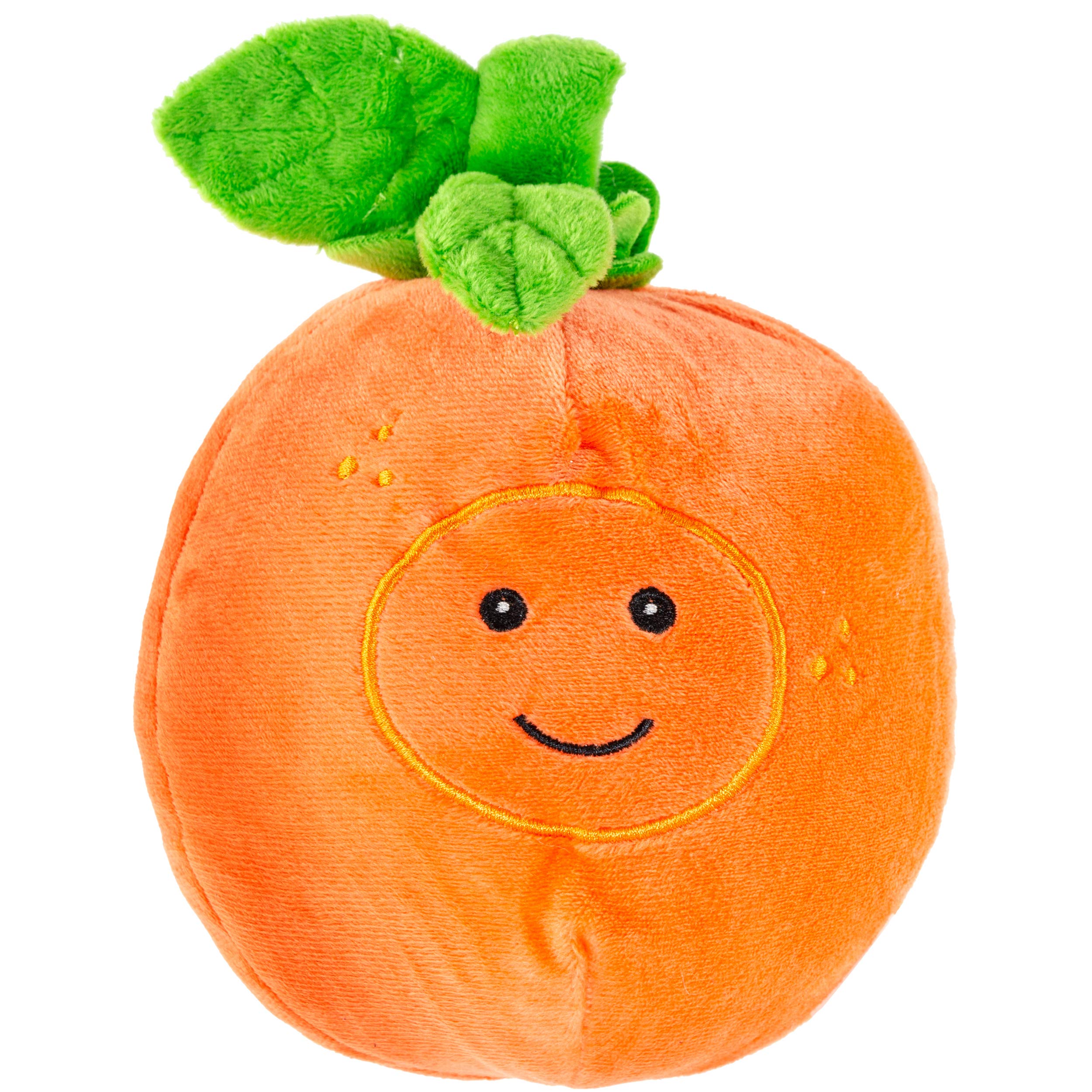 Giftable World Pet Plush Pet Toy Fruits, Cupcakes, Ice Creams, Mug With Squeaker Dog Chew Toy (6'' Tangy Orange)