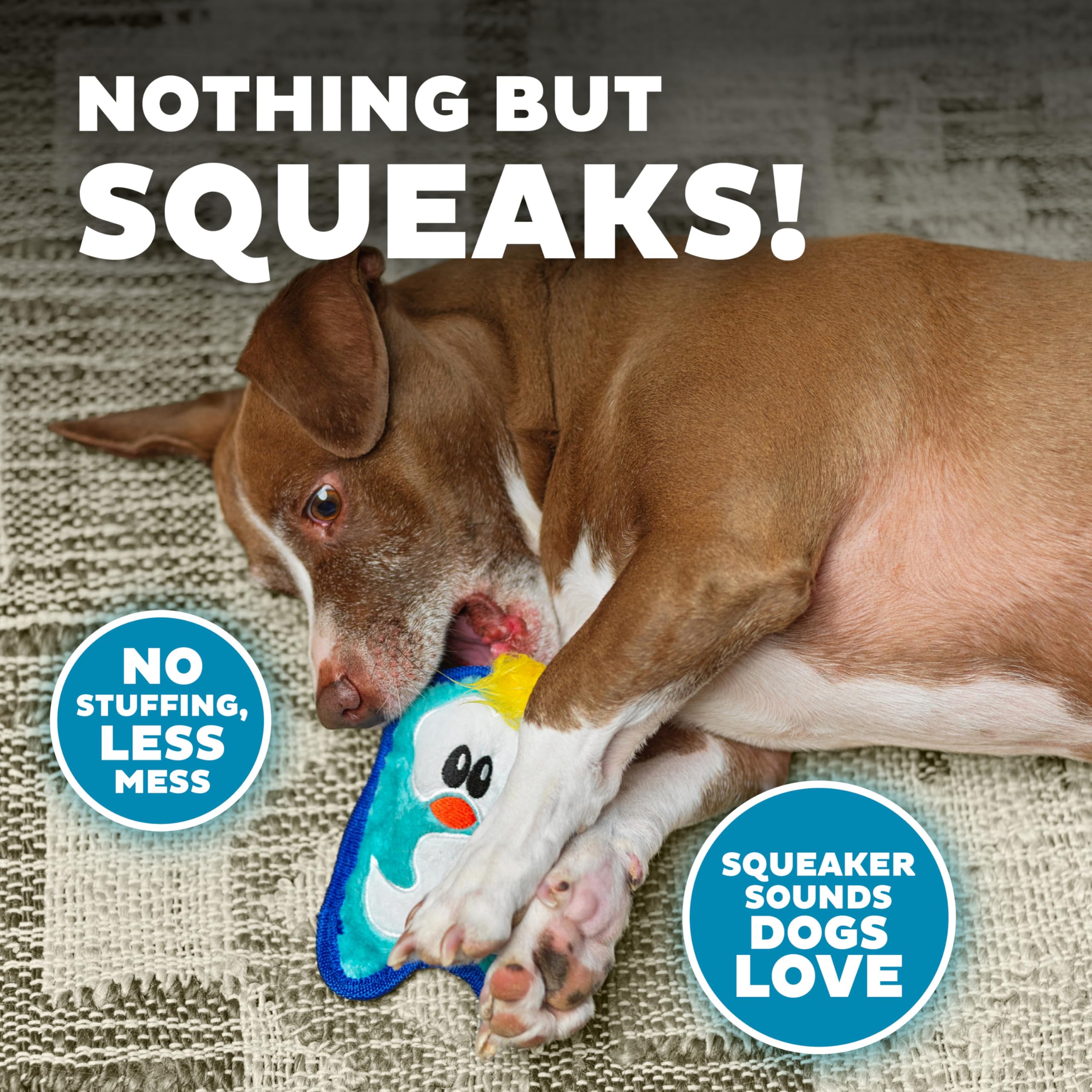 Outward Hound Plush Squeaky Dog Toy, Blue Penguin, X-Small, Durable Polyester, Model 67806