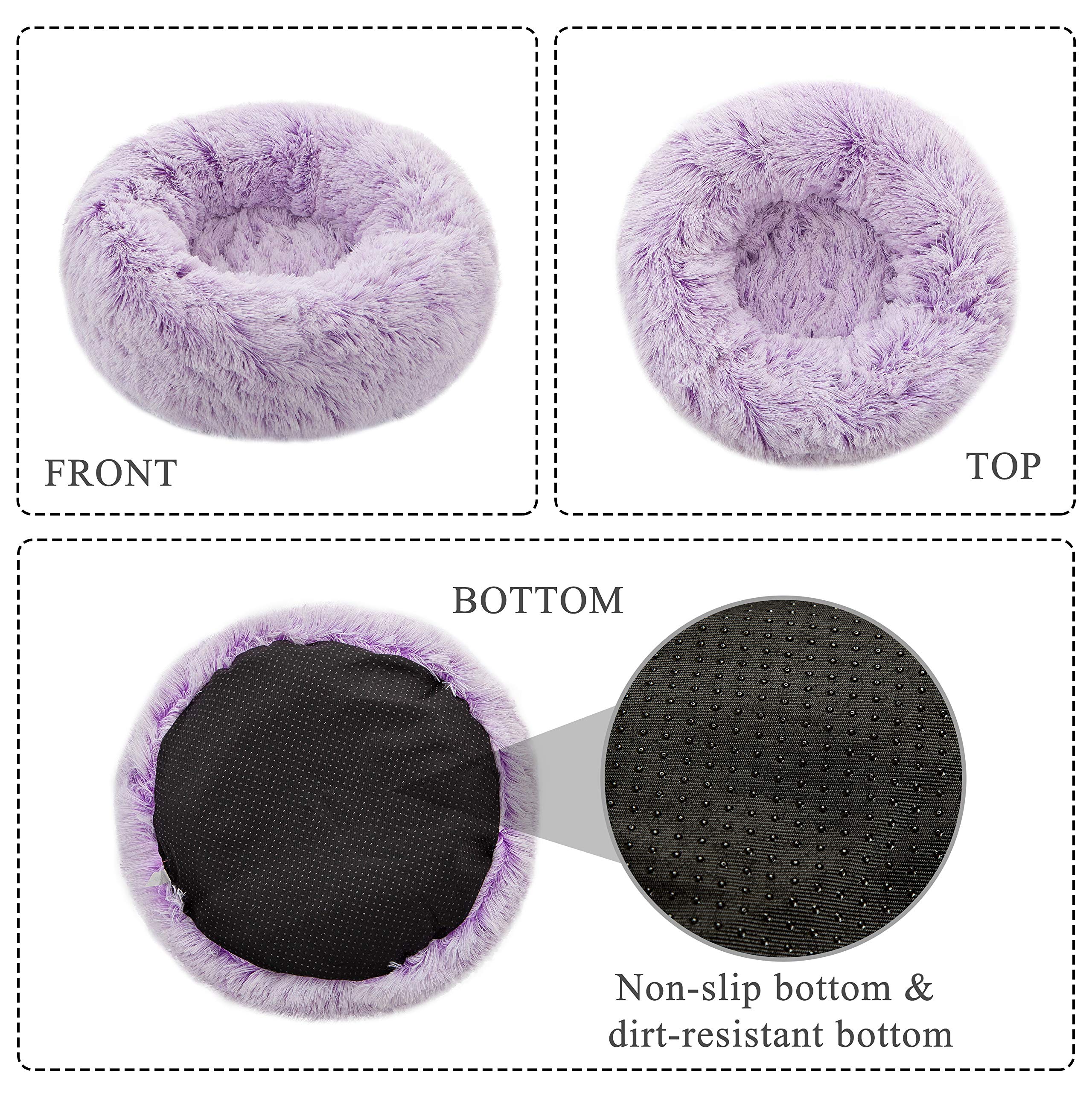 Tormays Calming Donut Dog Bed Xl, Plush Round Cuddler Dog & Cat Bed, Anit-Anxiety Marshmellow Fluffy Faux Fur Cushion (32, Pur