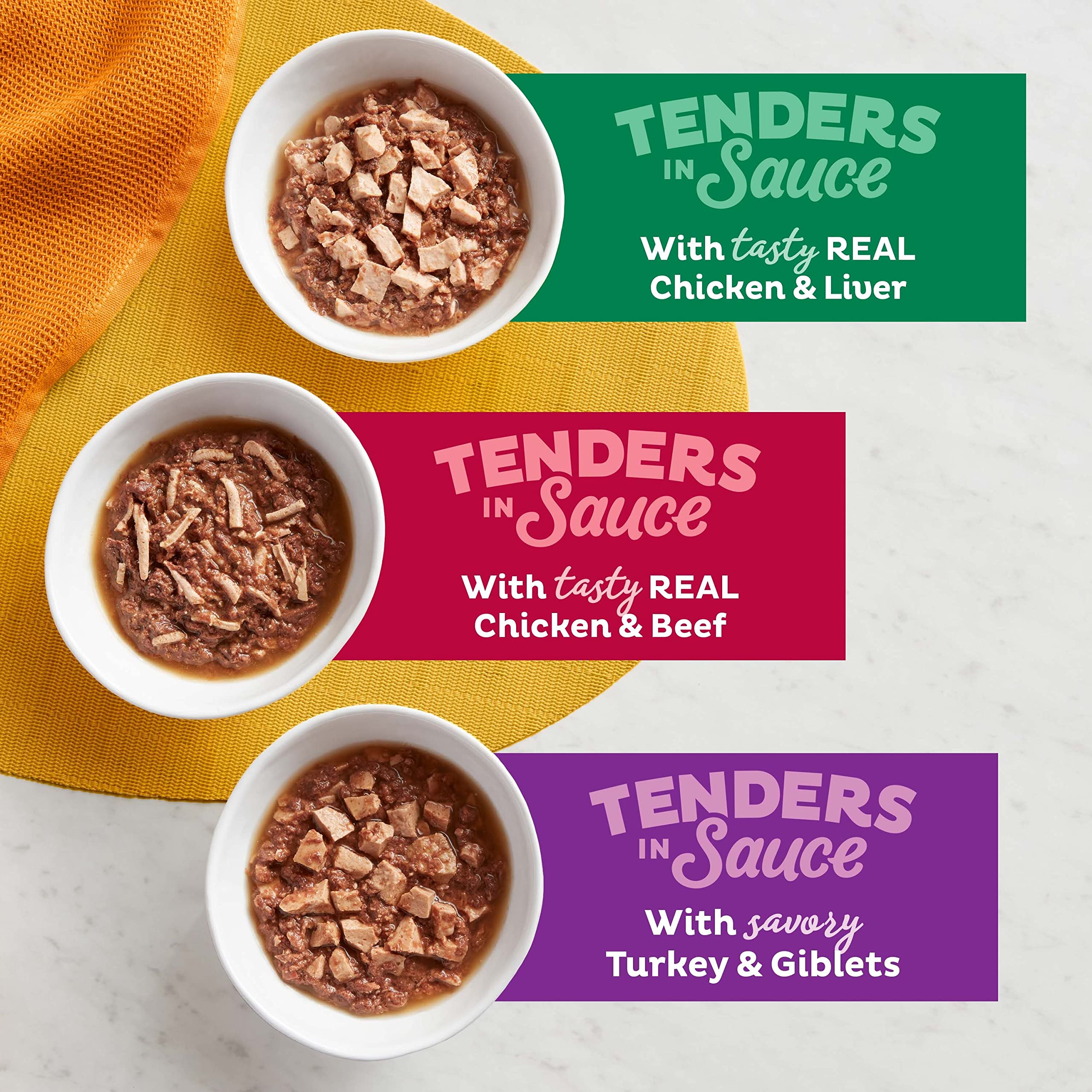 Meow Mix Tenders in Sauce Wet Cat Food, Poultry & Beef Variety Pack, 2.75 Ounce Cup (Pack of 48)