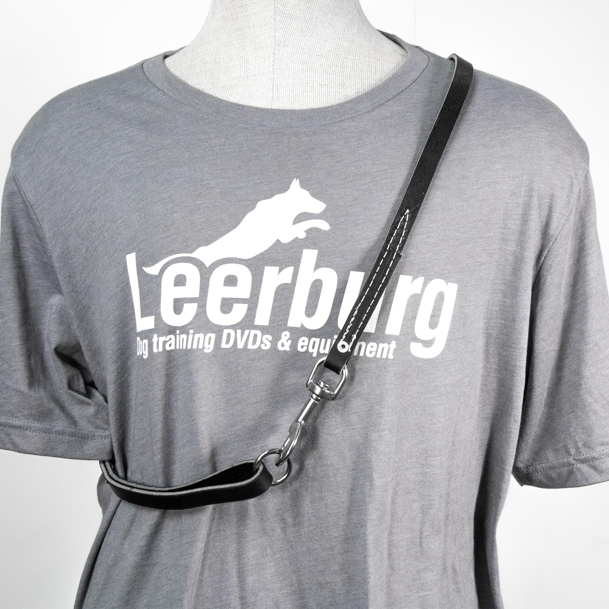 Leerburg'S Heavy Duty Black Police Belt Leash, Single Ply Leather, Stainless Steel Hardware, Stainless Steel Rivet And Sewn, Ami