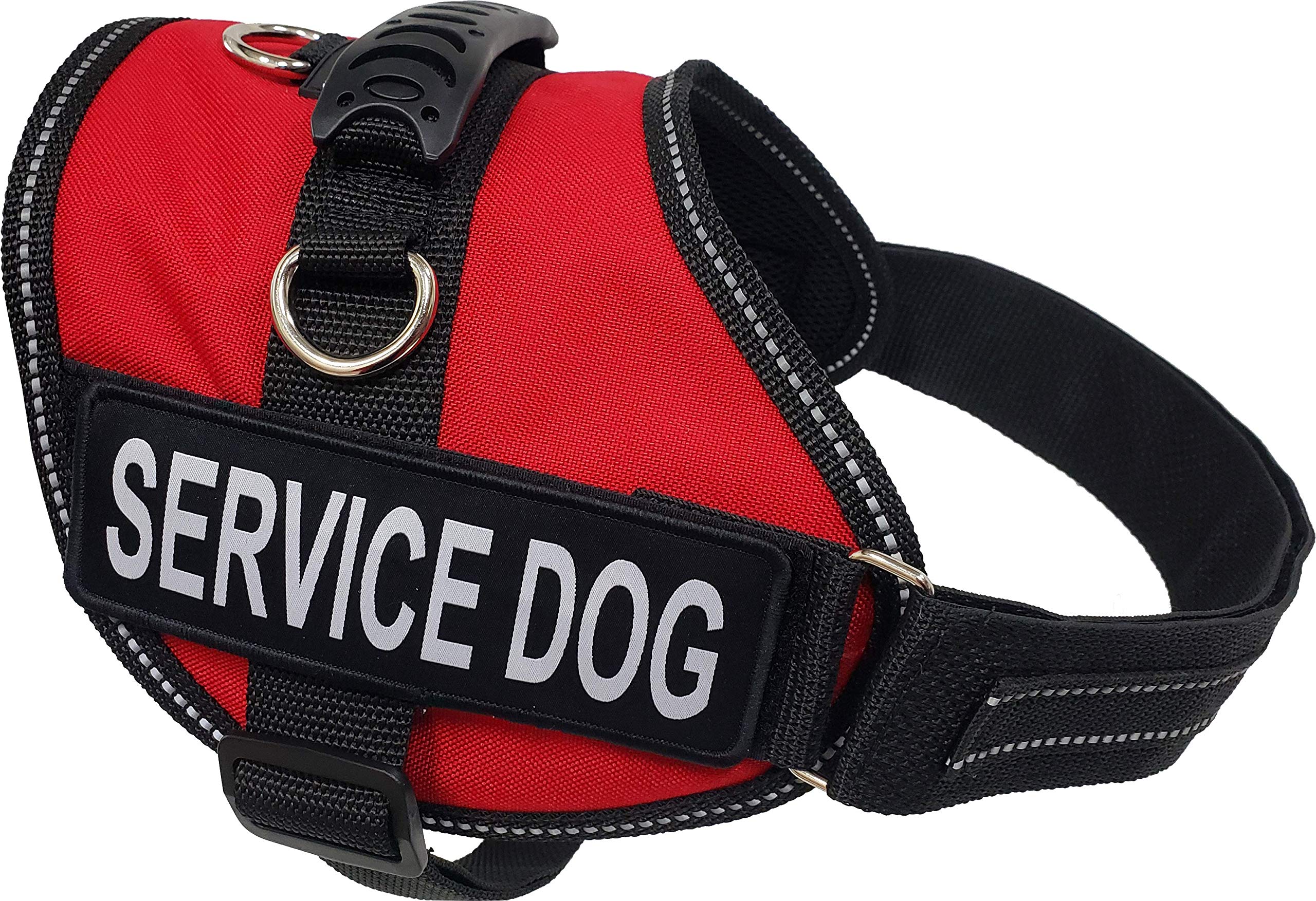 Activedogs Air-Tech Service Dog Vest Harness, Small Girth 19'-24' W/Handle, Ada Cards + Reflective Service Dog Patches - Red
