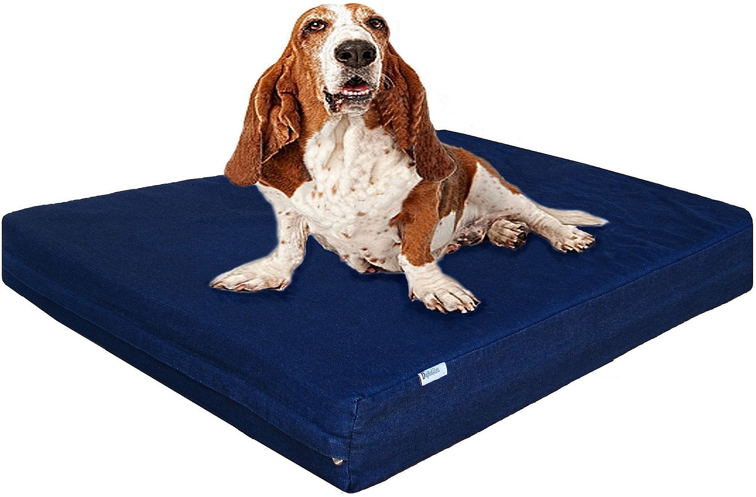 Dogbed4Less Xl Orthopedic Waterproof Durable Dog Bed For Medium To Large Dogs With Cool Memory Foam Pad, Denim In Blue, 40X35X4