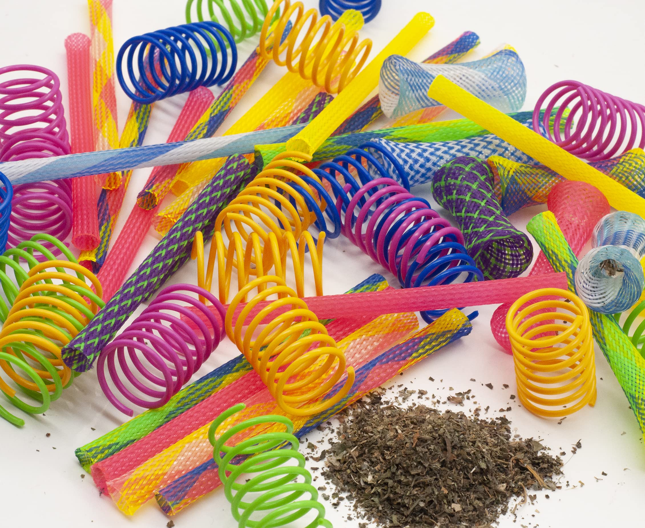 Fashion'S Talk 49Pcs Cat Spring Toy For Kitten Catnip Bag Mesh Tubes Spring Cat Toy Bulk For Indoor Cats Kitty