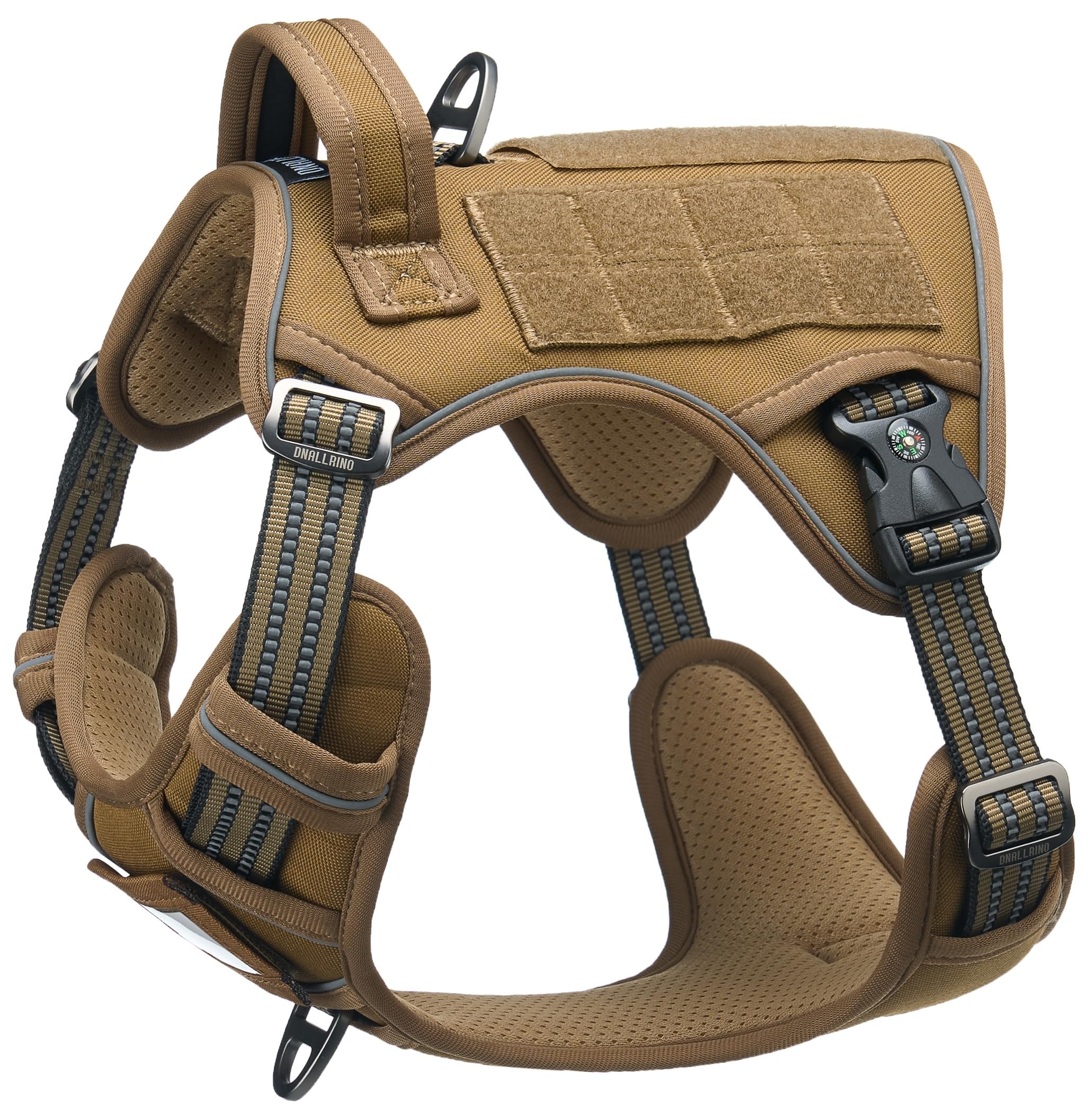 Dnallrino Tactical Dog Harness For Medium Large Dogs, Heavy Duty Dog Harness With Id Card, Reflective Harness For Training Easy 