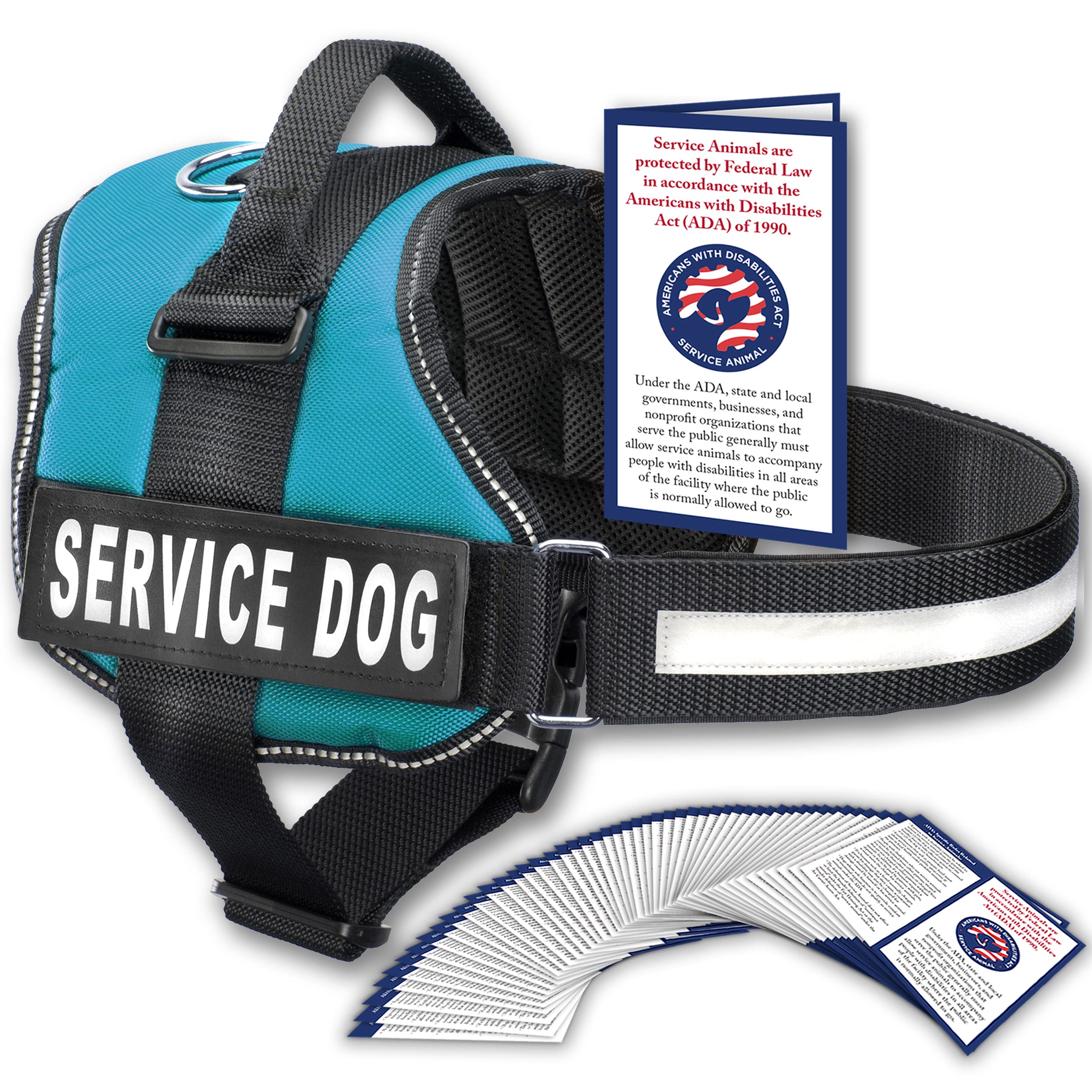 Service Dog Vest With Hook And Loop Straps And Handle - Harness Is Available In 8 Sizes From Xxxs To Xxl - Service Dog Harness Features Reflective Patch And Comfortable Mesh Design (Blue, Xs)