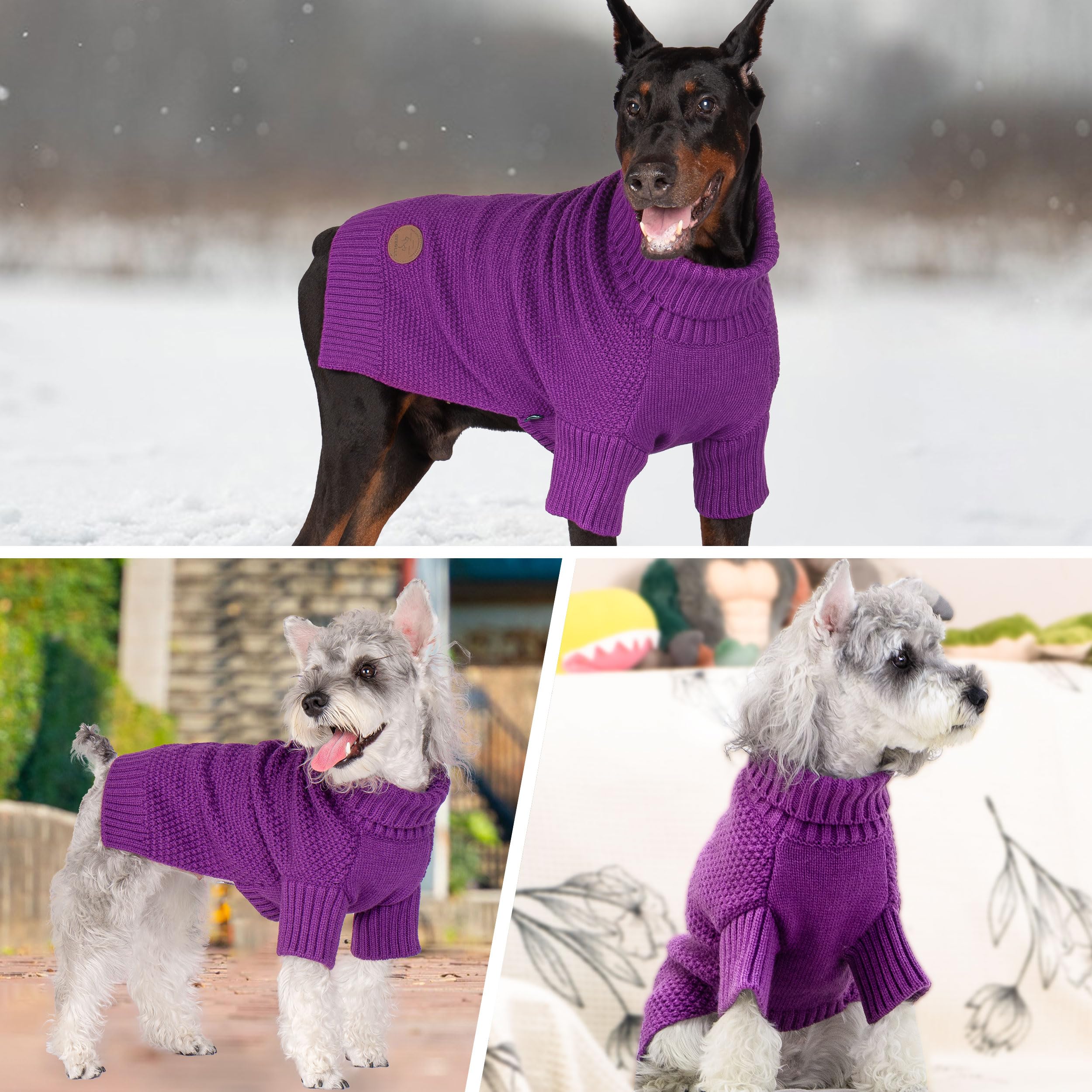 cyeollo Dog Sweater Pullover Turtleneck for Dogs, Classic Knitwear Fall Winter Cold Weather Dog Clothes Warm Pet Apparel Small D