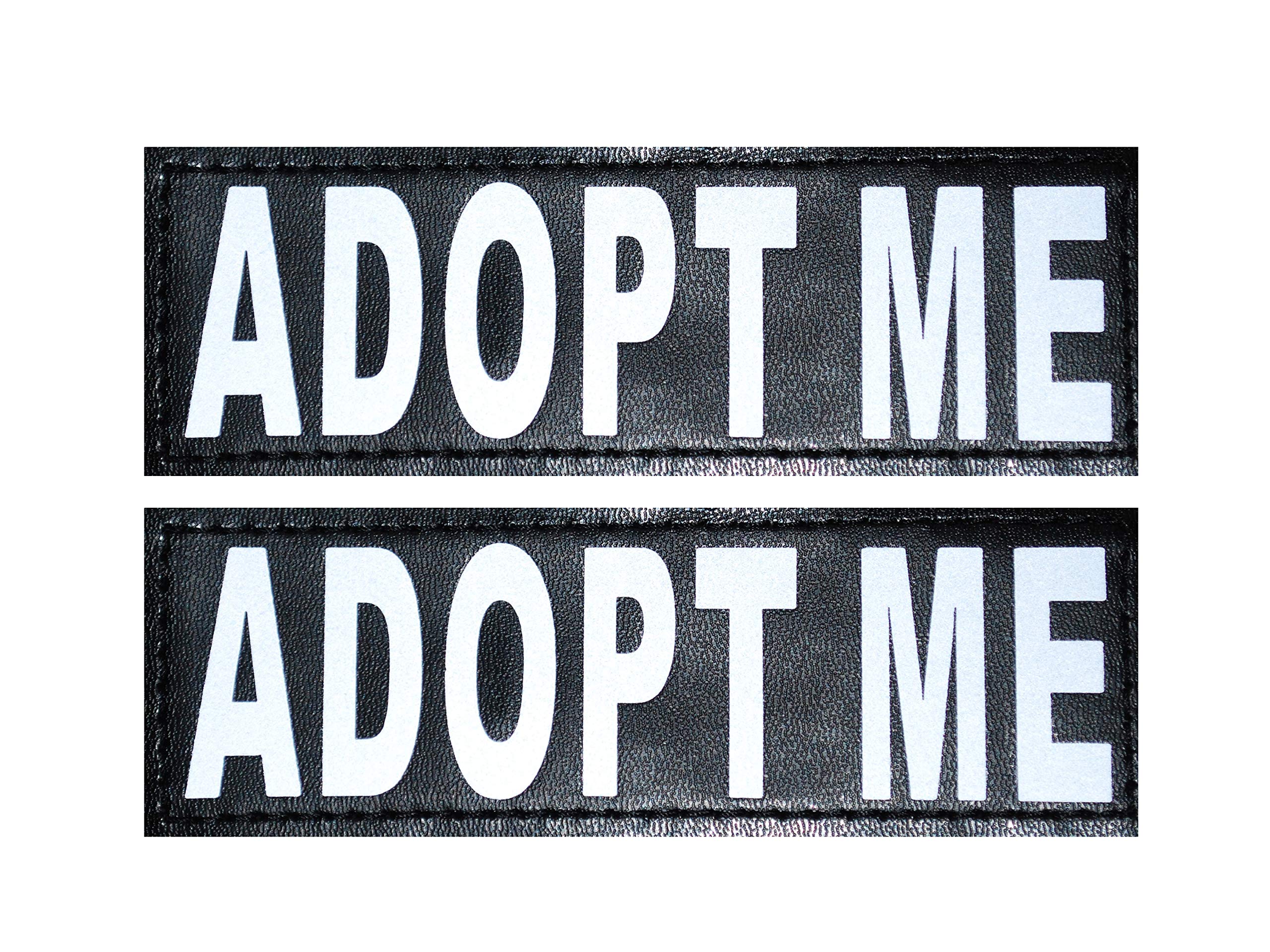 Doggie Stylz Set Of 2 Reflective Adopt Me Removable Patches With Hook Backing For Working Dog Harnesses & Vests. Durable And Interchangeable - Comes In 3 Sizes Small, Medium And Large