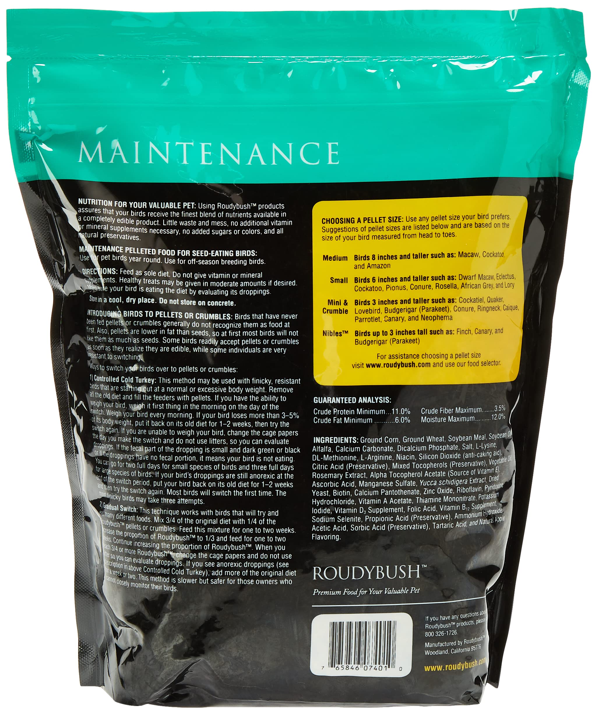 Roudybush Daily Maintenance Bird Food, Mini, 44-Ounce