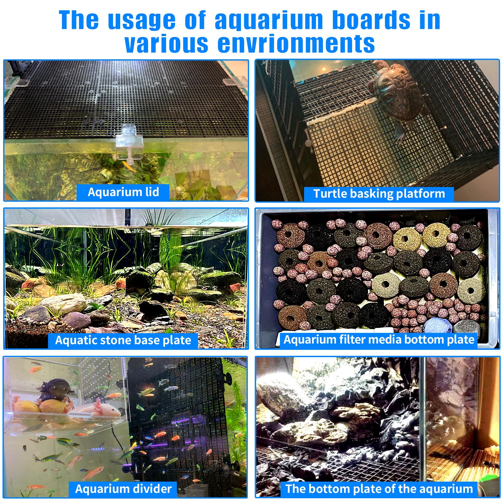 Weramics Adjustable Platic Grip Panel Aquarium Fish Tank Divider Filter Bottom Diy Plastic Grid Fish Tank Isolation Board Plasti