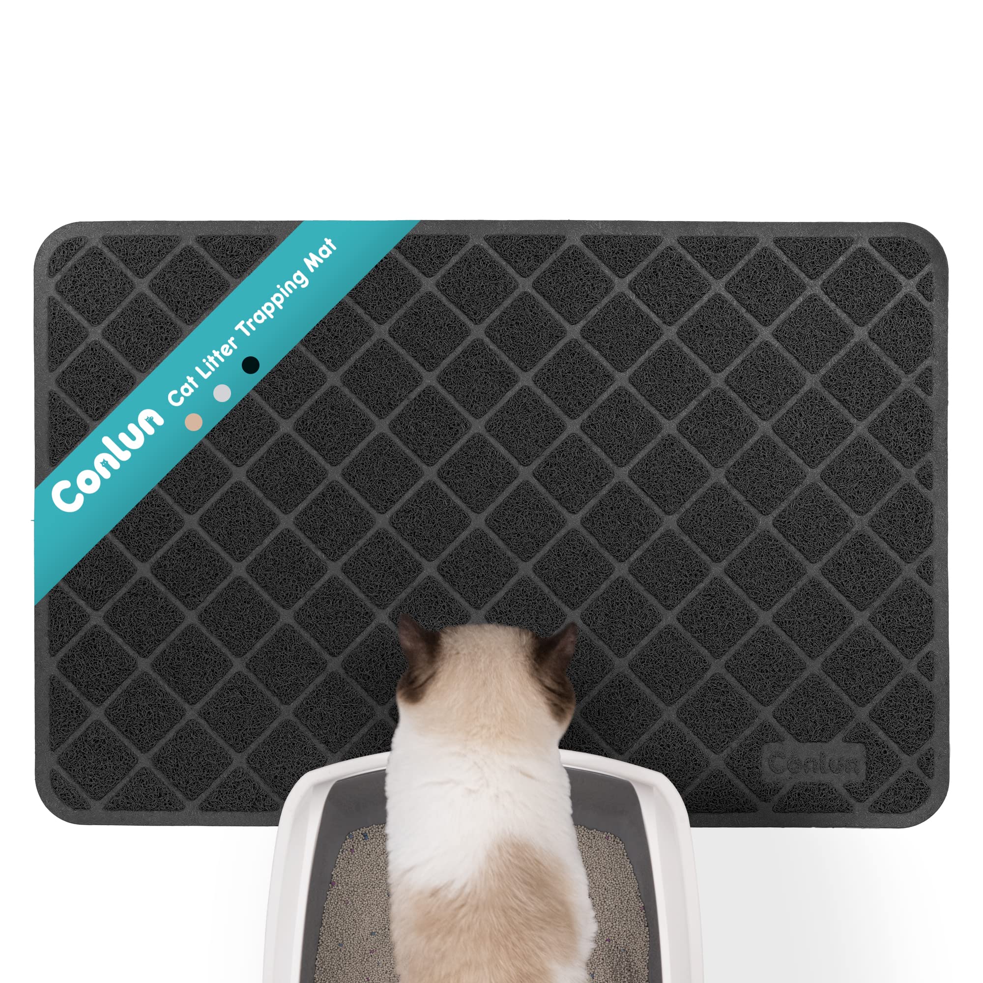 Conlun Cat Litter Mat Litter Trapping Mat, 35 X 23 Premium Durable Pvc Grid Mesh With Scatter Control, Non-Slip, Less Waste Cat