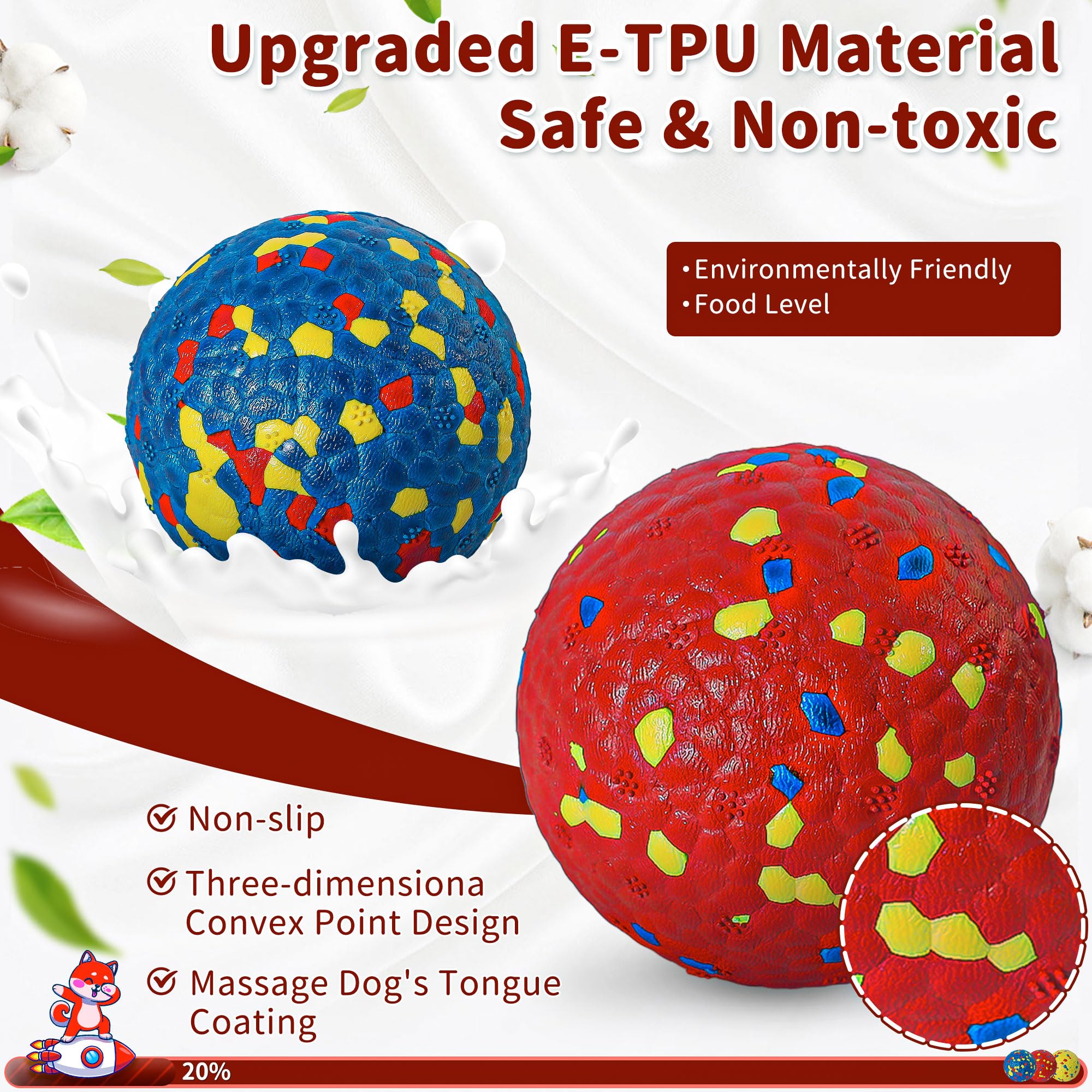 Cyperglory 3 Pack Indestructible Dog Tennis Balls For Aggressive Chewers: Interactive Pet Toys, Herding And Jolly Ball For Dogs,