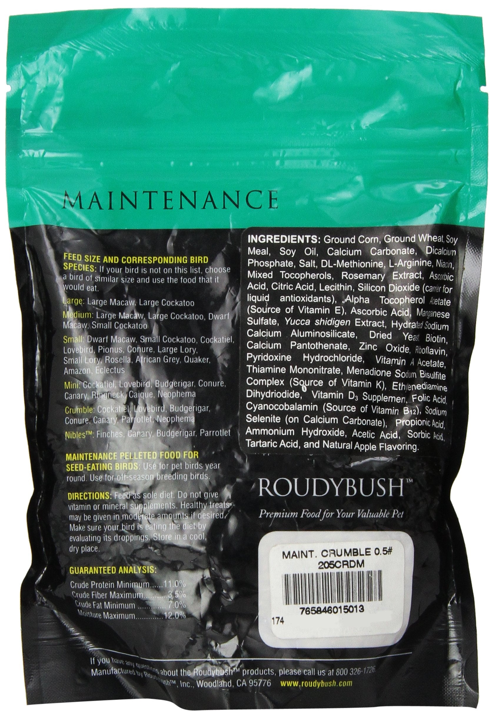 Roudybush Daily Maintenance Bird Food, Crumbles, 8-Ounce