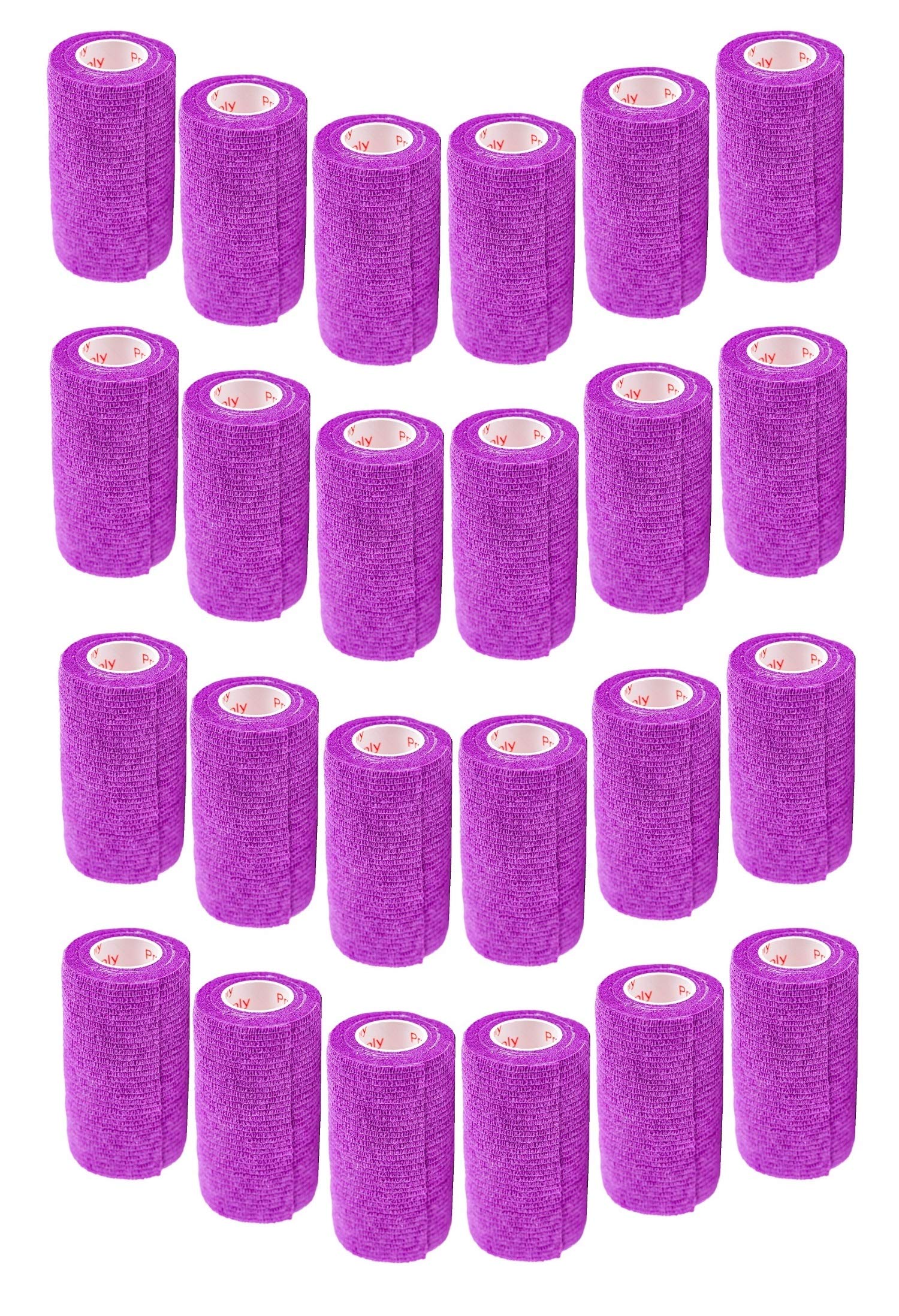 3 Inch Vet Wrap Tape Bulk (Purple) (Pack of 24) Self Adhesive Adherent Adhering Flex Bandage Grip Roll for Dog Cat Pet Horse