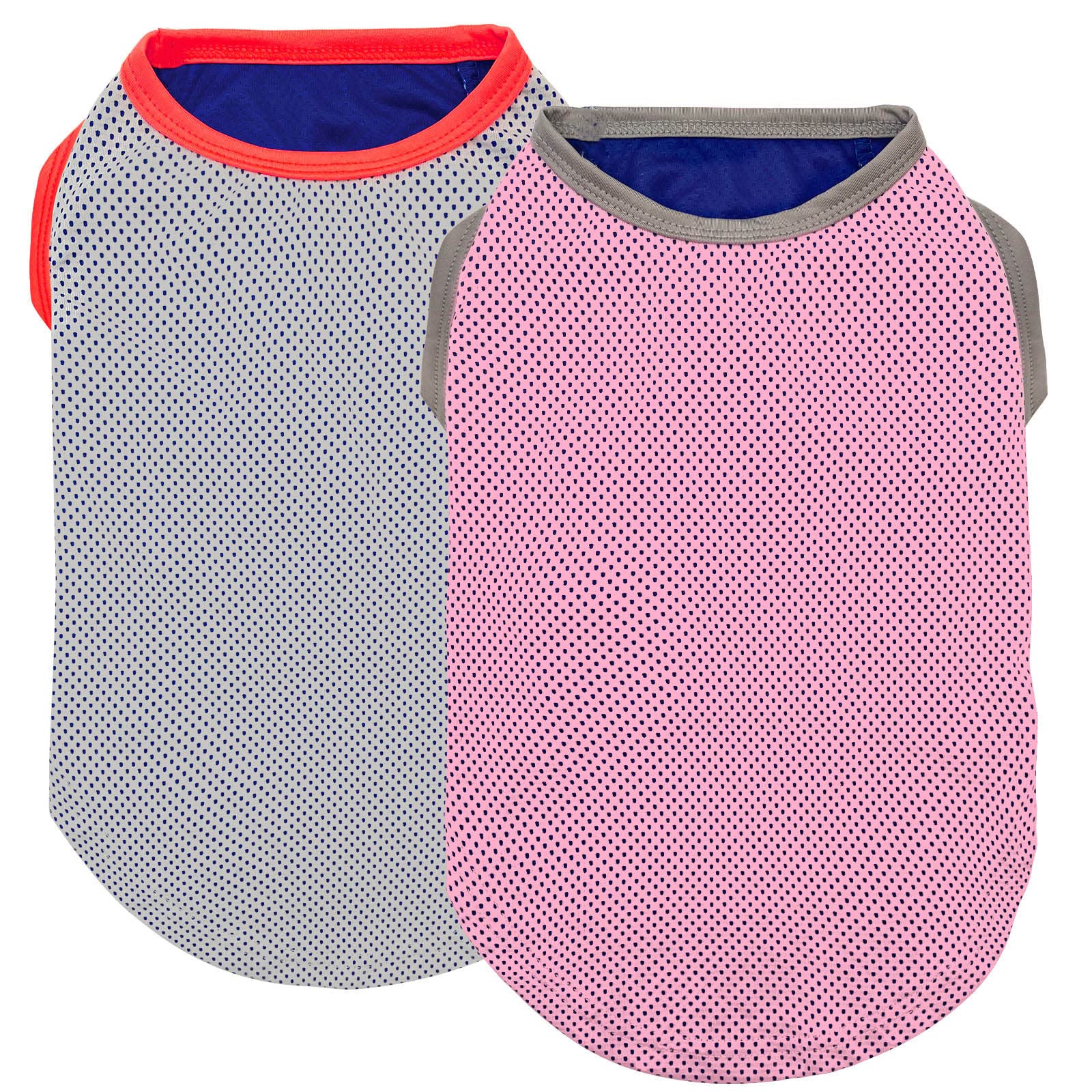 Kyeese 2 Pack Dog Cooling Shirts - Breathable Instant Cooling Vests, Lightweight For Summer Dog Apparel, Pink+Grey, Xx-Large
