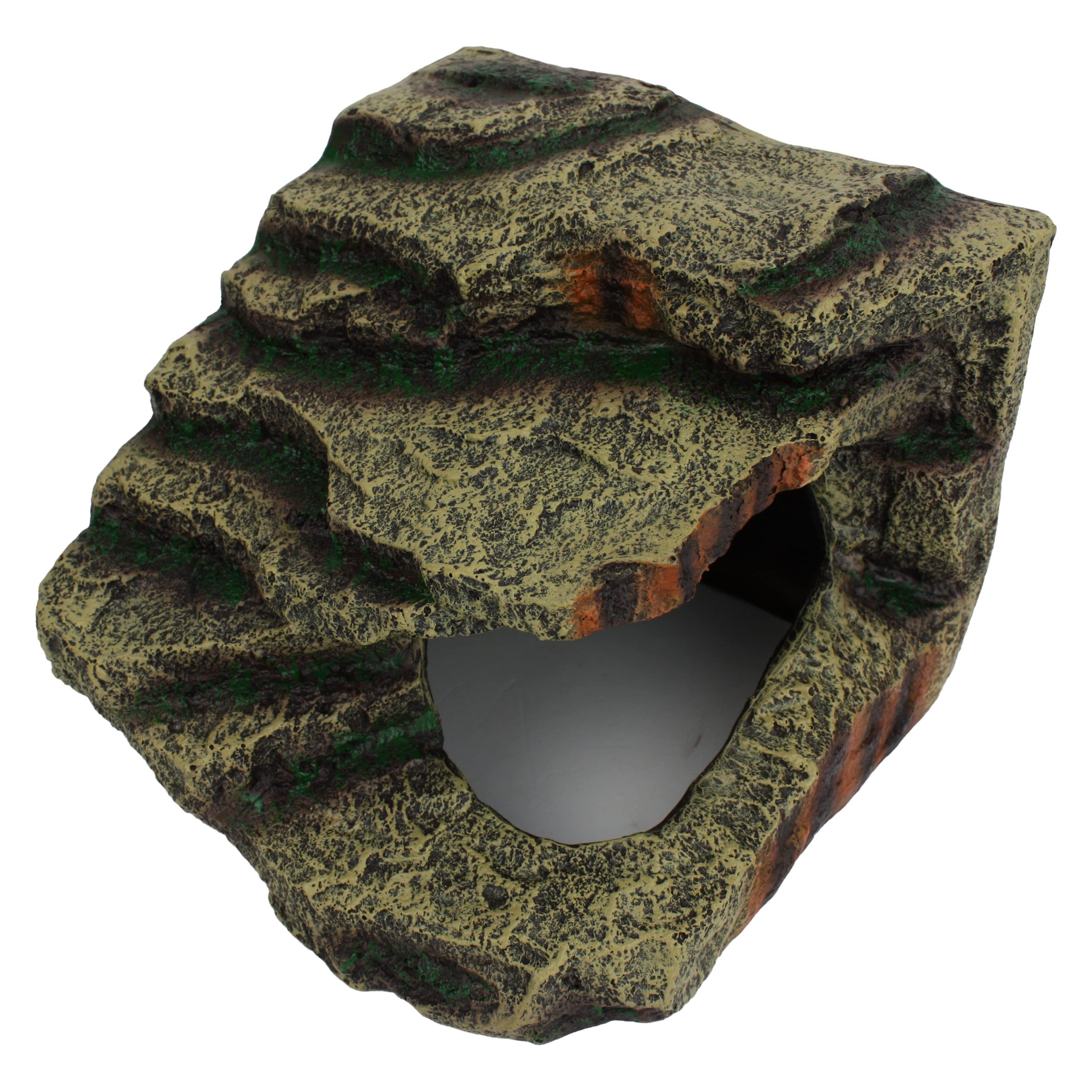 Komodo Reptile Terrarium Resin Turtle Hideaway Corner Hut | Easy To Clean Under Water Aquarium Or Dry Habitat Decoration Accessory & Reptile Hide | Medium