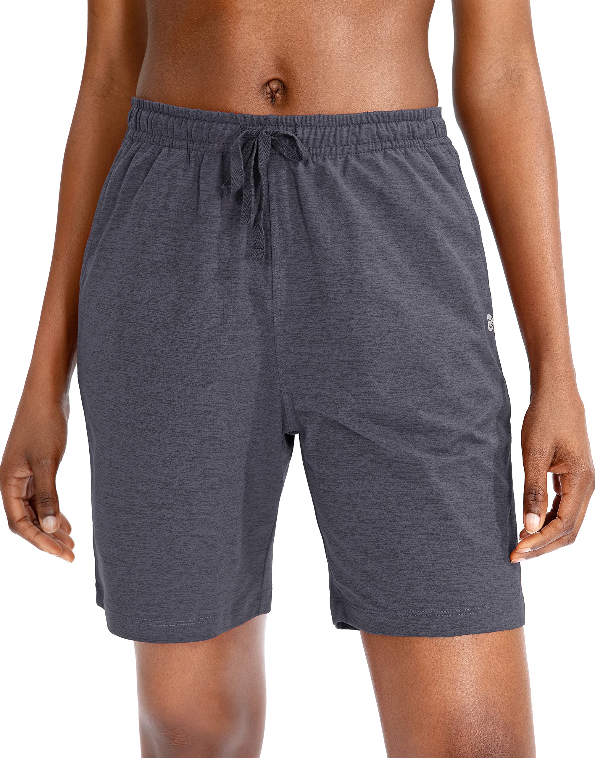 G Gradual Womens Bermuda Shorts Jersey Shorts With Deep Pockets 7 Long Shorts For Women Lounge Walking Athletic (Charcoal, Small