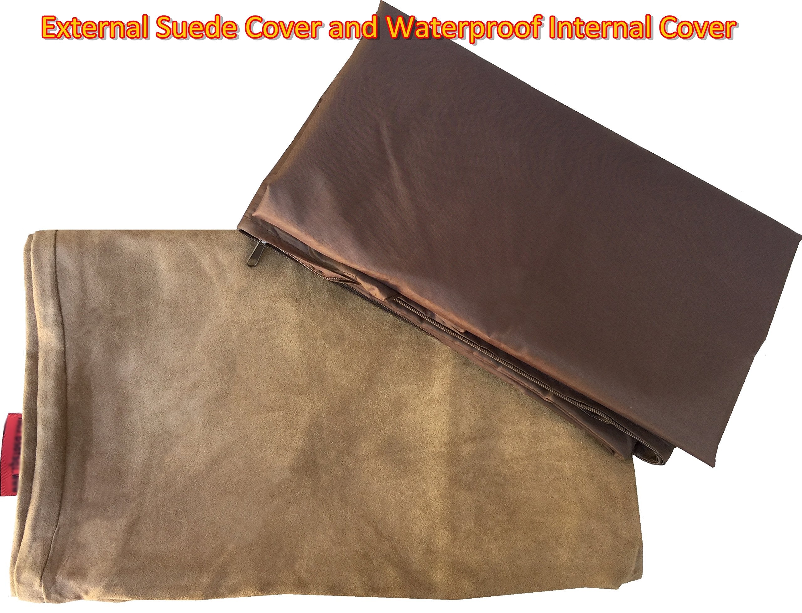 Diy Pet Bed Pillow Suede Cover + Waterproof Internal Case For Dog/Cat At Medium 36'X29' Brown Color - Covers Only