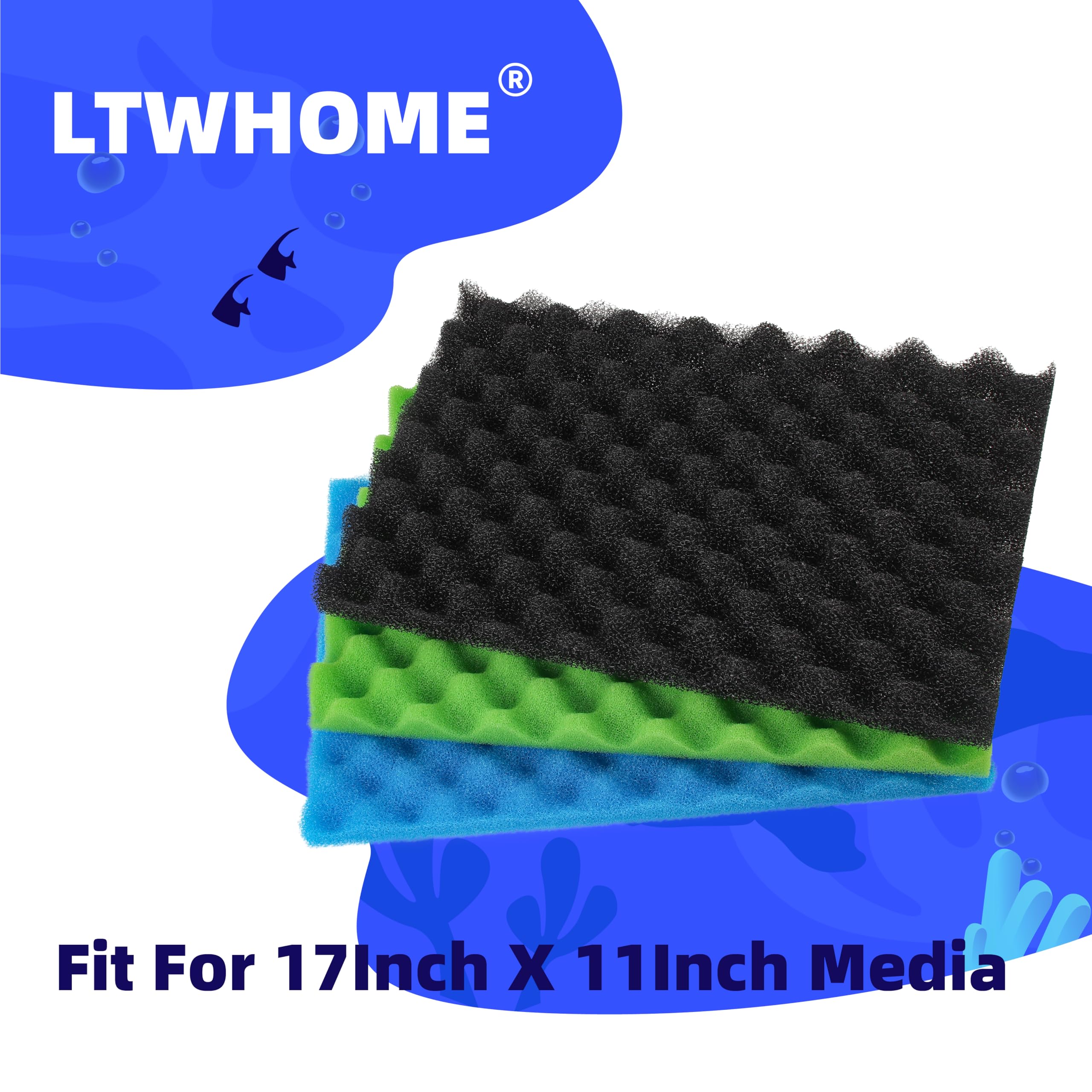 Ltwhome Fish Pond Foam Filter Sponge Set 17' X 11' Media (Pack Of 3 Sets)