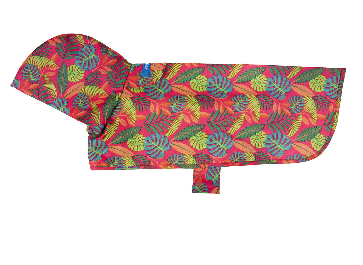 Rc Pet Products Packable Dog Rain Poncho, Tropical Foliage, X-Large