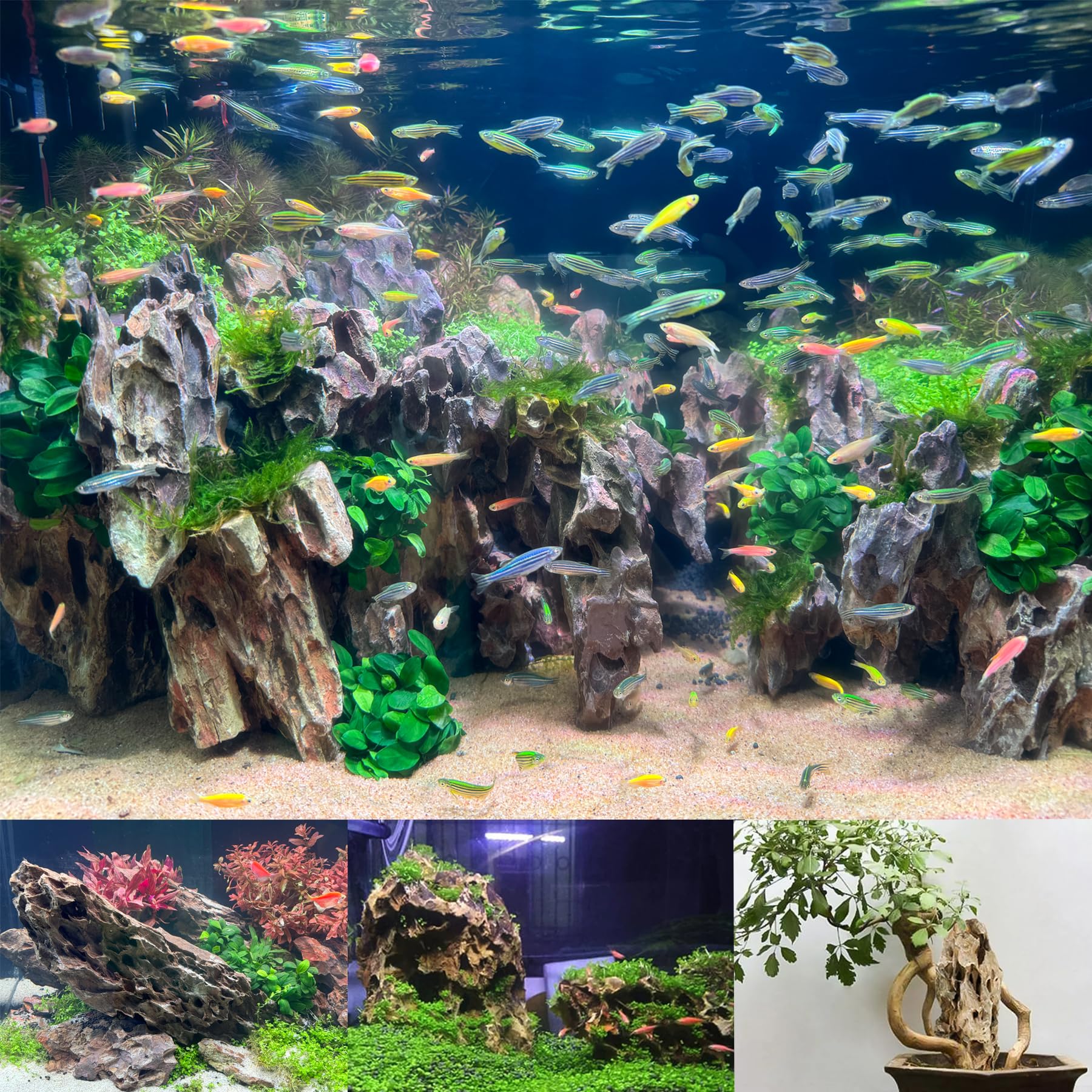 Unocho Aquarium Rocks Natural Dragon Stone 20LB Fish Tank Rocks for Aquariums Landscaping Model Tank Decoration-2-8 inches