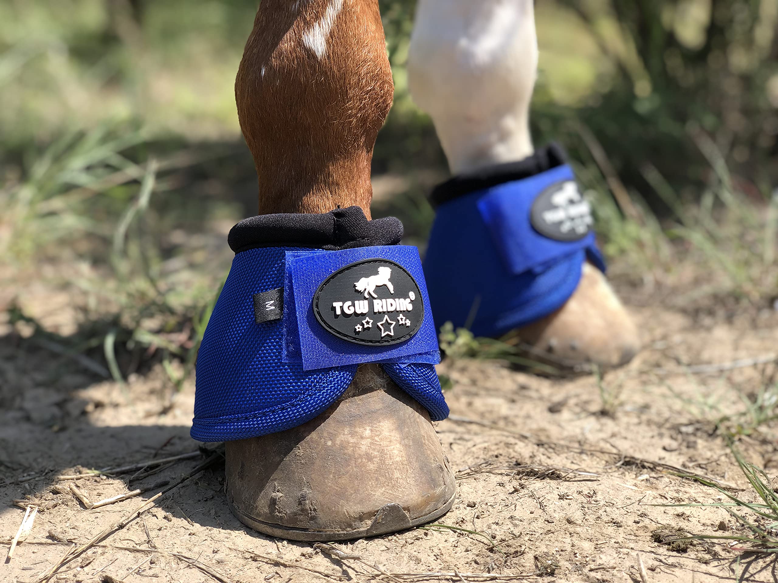 Tgw Riding 2520D Horse Bell Boots No-Turn Horse Bell Boots, Equine Ballistic Hoof Overreach Bell Boot, Pair (Royal Blue, S)
