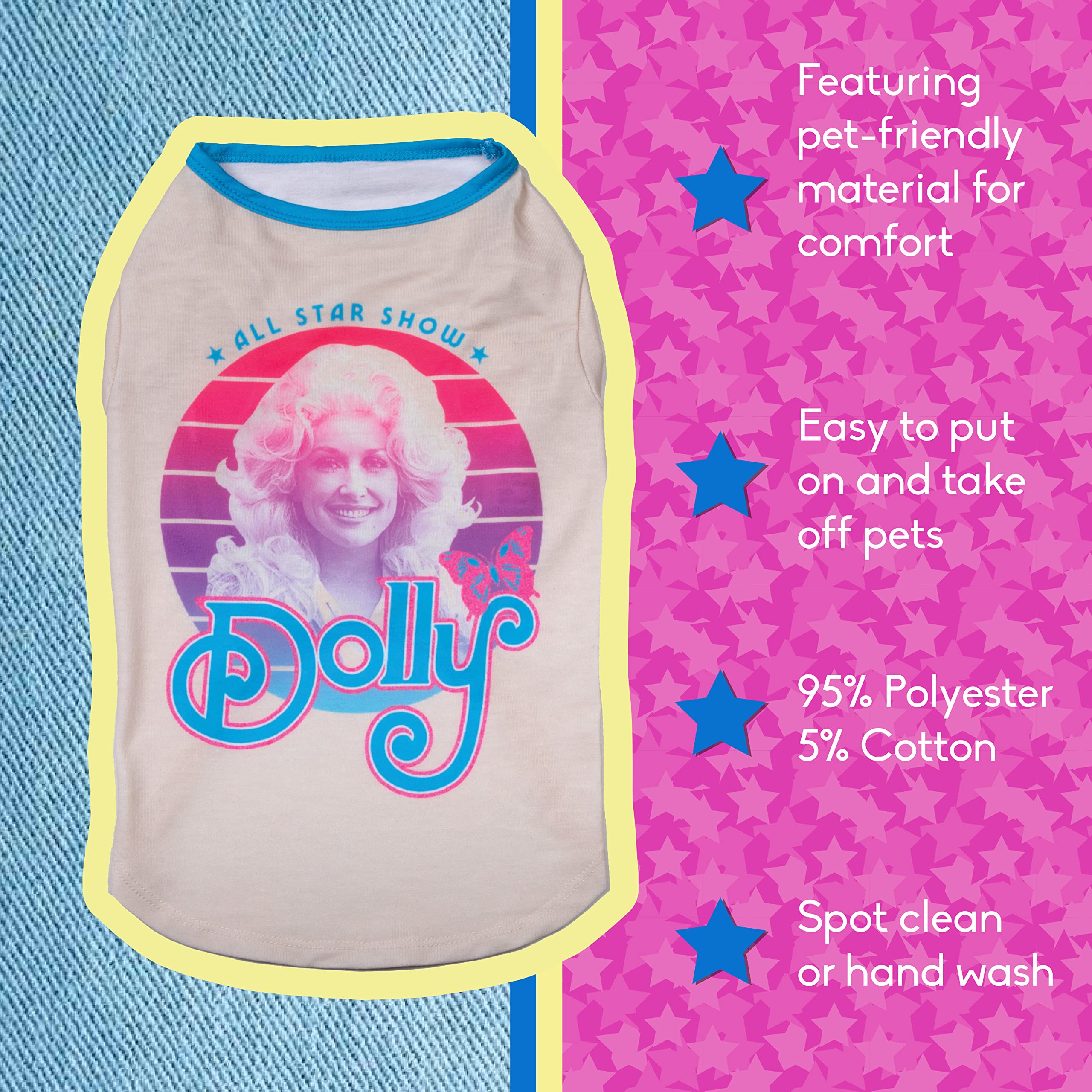 Doggy Parton Vintage Style Shirt for Pets, X-Small, White, Model 22120721, Made from Fur