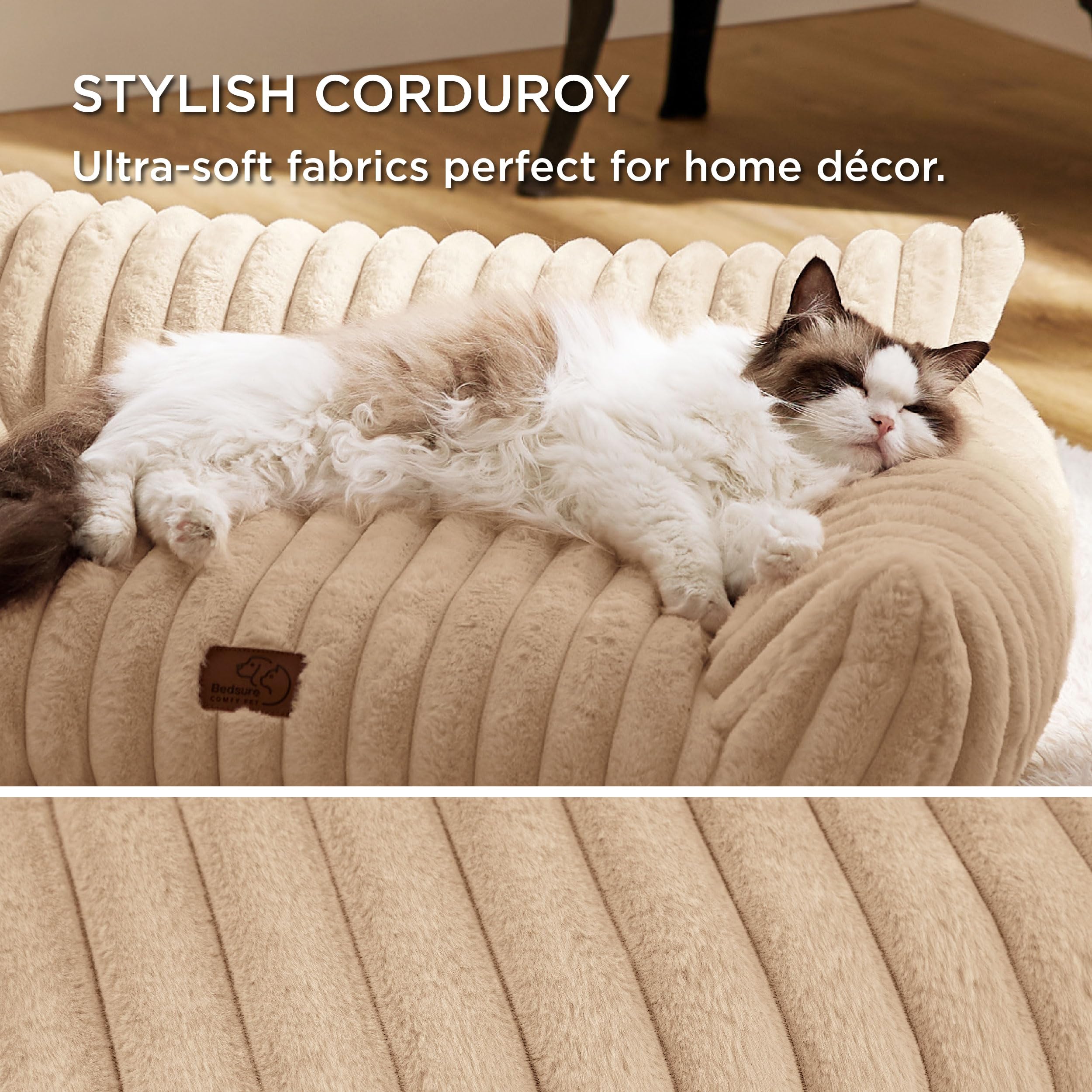 Bedsure Cute Pet Couch - Fluffy Dog Sofa With Premium Soft Corduroy Fleece, Dog Couch Bed With Washable Cover, Supportive For Me