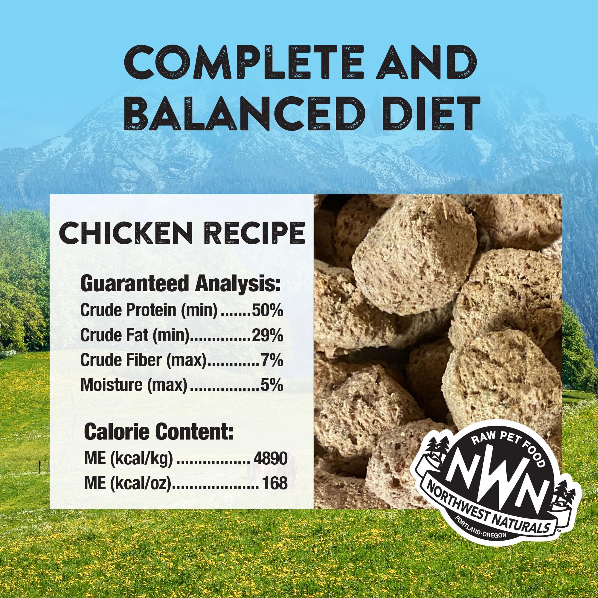 Northwest Naturals Freeze-Dried Chicken Dog Food - Bite-Sized Nuggets - Grain-Free, High-Protein, Raw Diet, Human-Grade Ingredie