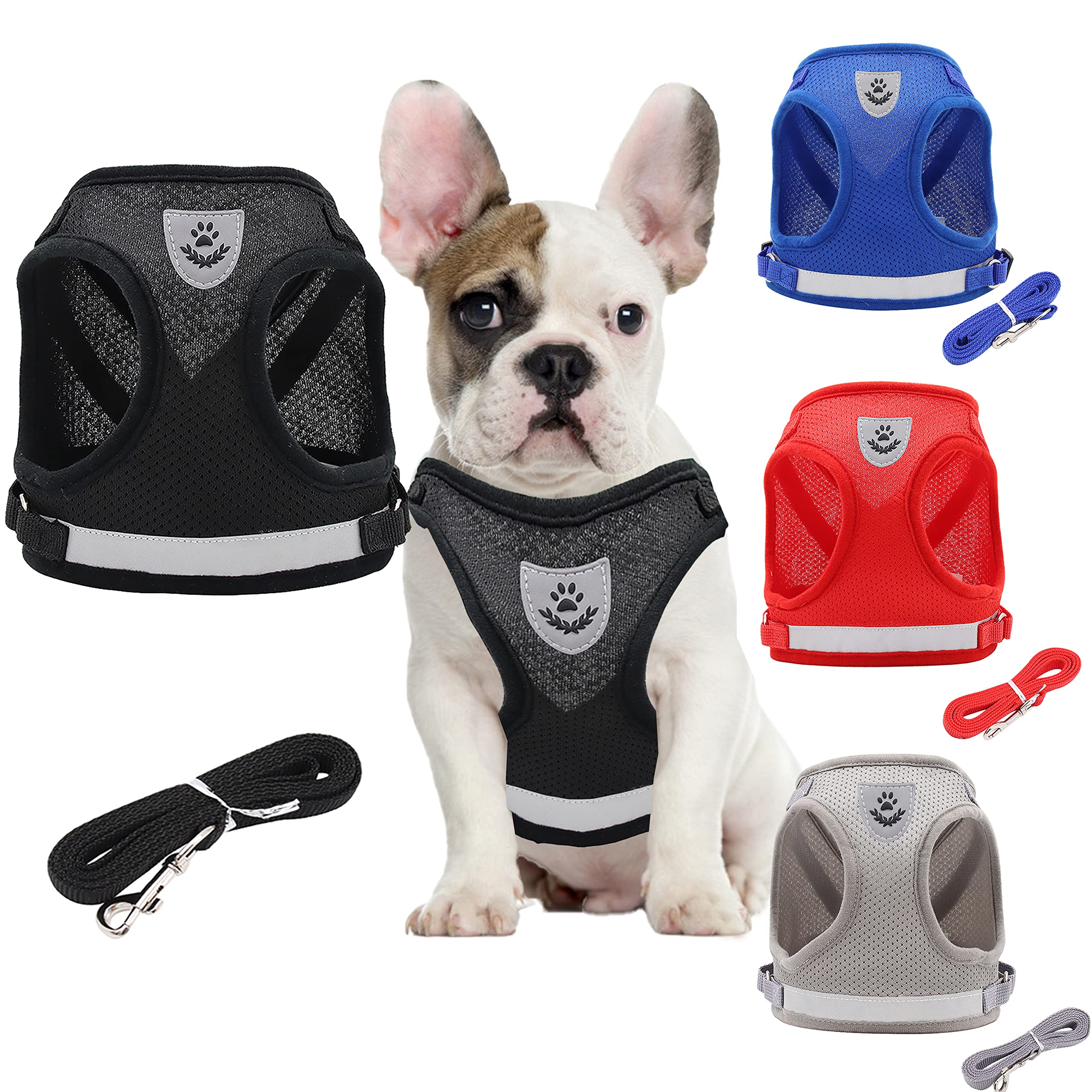 Petbuy Step In Dog Harness And Leash Set,Reflective Adjustable Soft Mesh Breathable Pet Vest Dog Harnesses Set, No Chock No Pull
