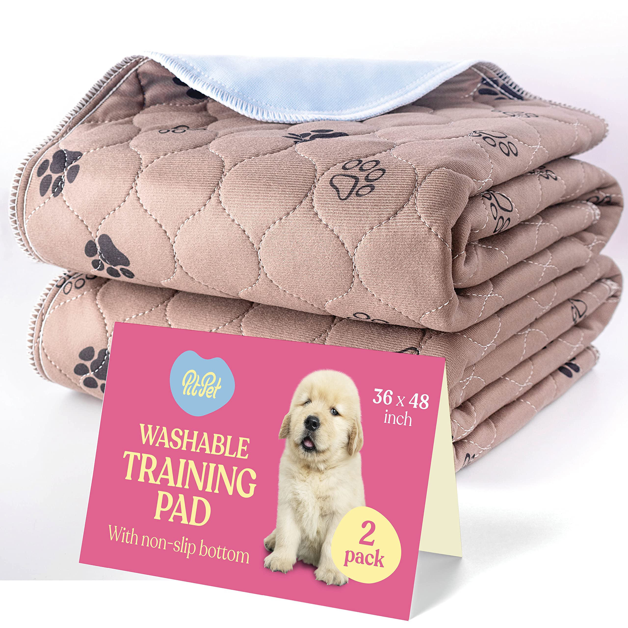 Super Absorbent Washable Pee Pads For Dogs - 2-Pack Superior Reusable Puppy Pads Pet Training Pads -100% Waterproof Dog Pee Pad Protects Against Urine Leakage Non-Slip Grip Prevents Slipping& Bunching