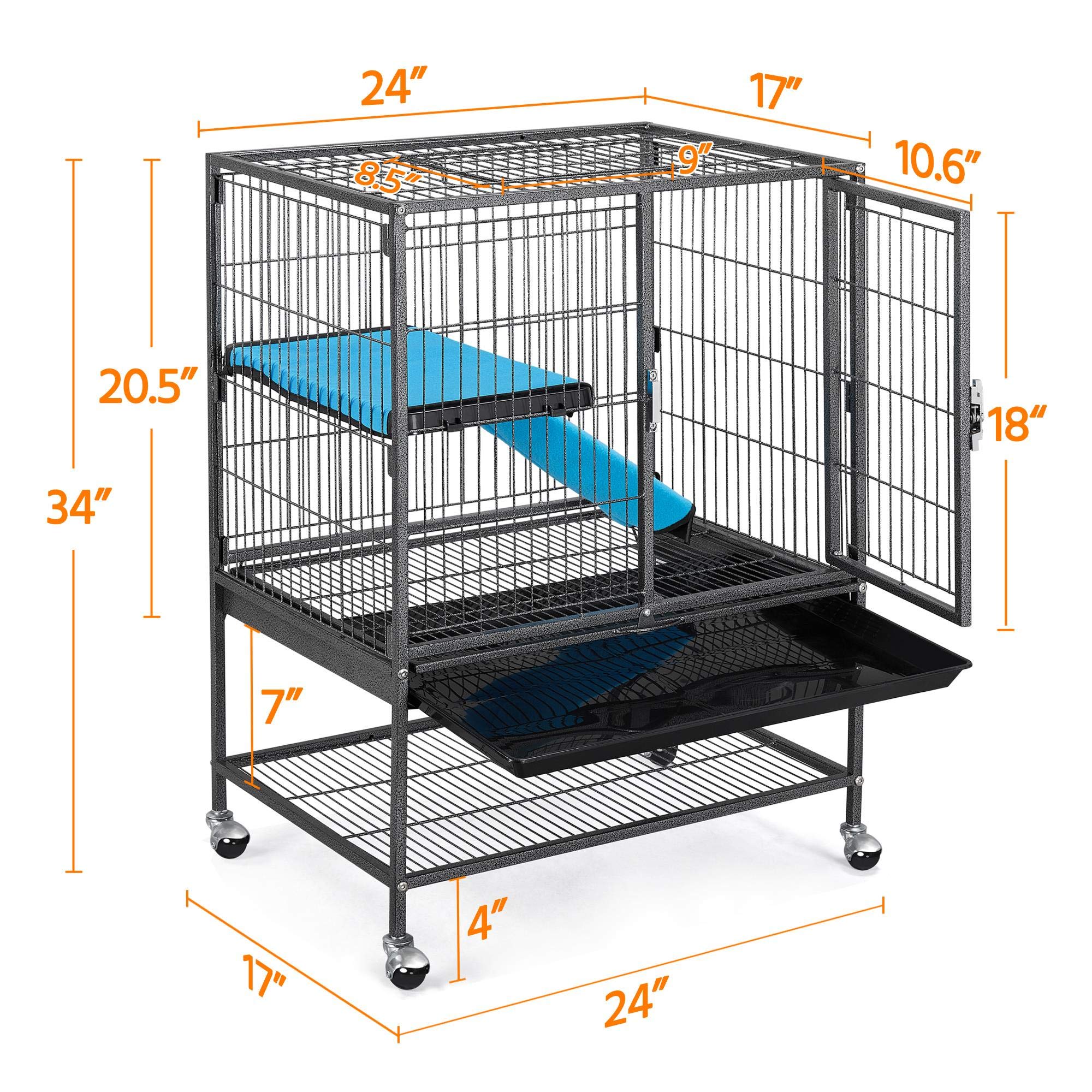 Yaheetech Metal 34'' Ferret Cage Critter Nation Cage Indoor For Adult Rats/Rabbits/Ferrets/Chinchillas 2-Tiers Small Animal Cage