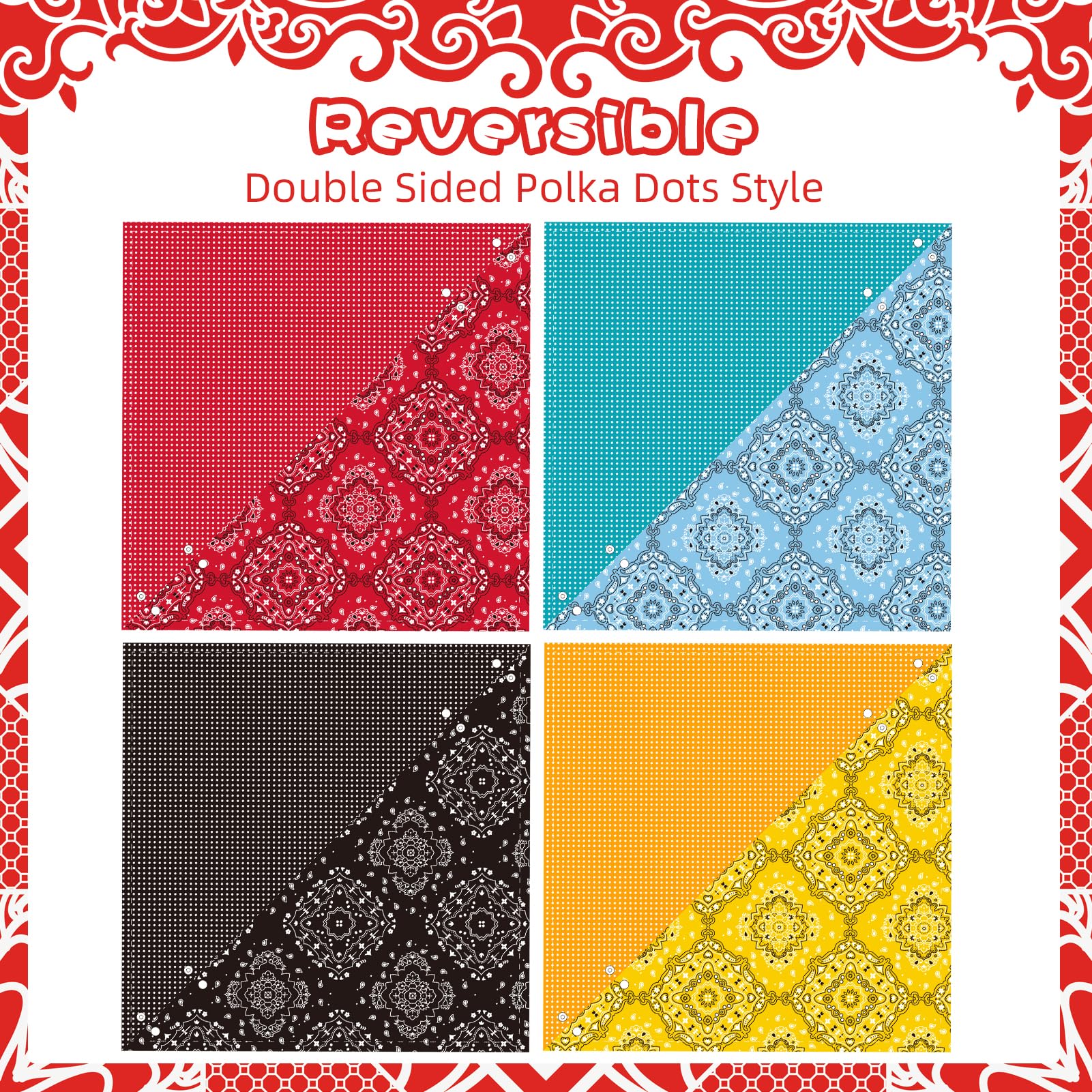 Pawchie Dog Bandanas Small Reversible Styles Pet Triangle Scarf Bibs - Adjustable With Two Snaps - Kerchief Set Accessories For Dogs, Puppy, Cats Red