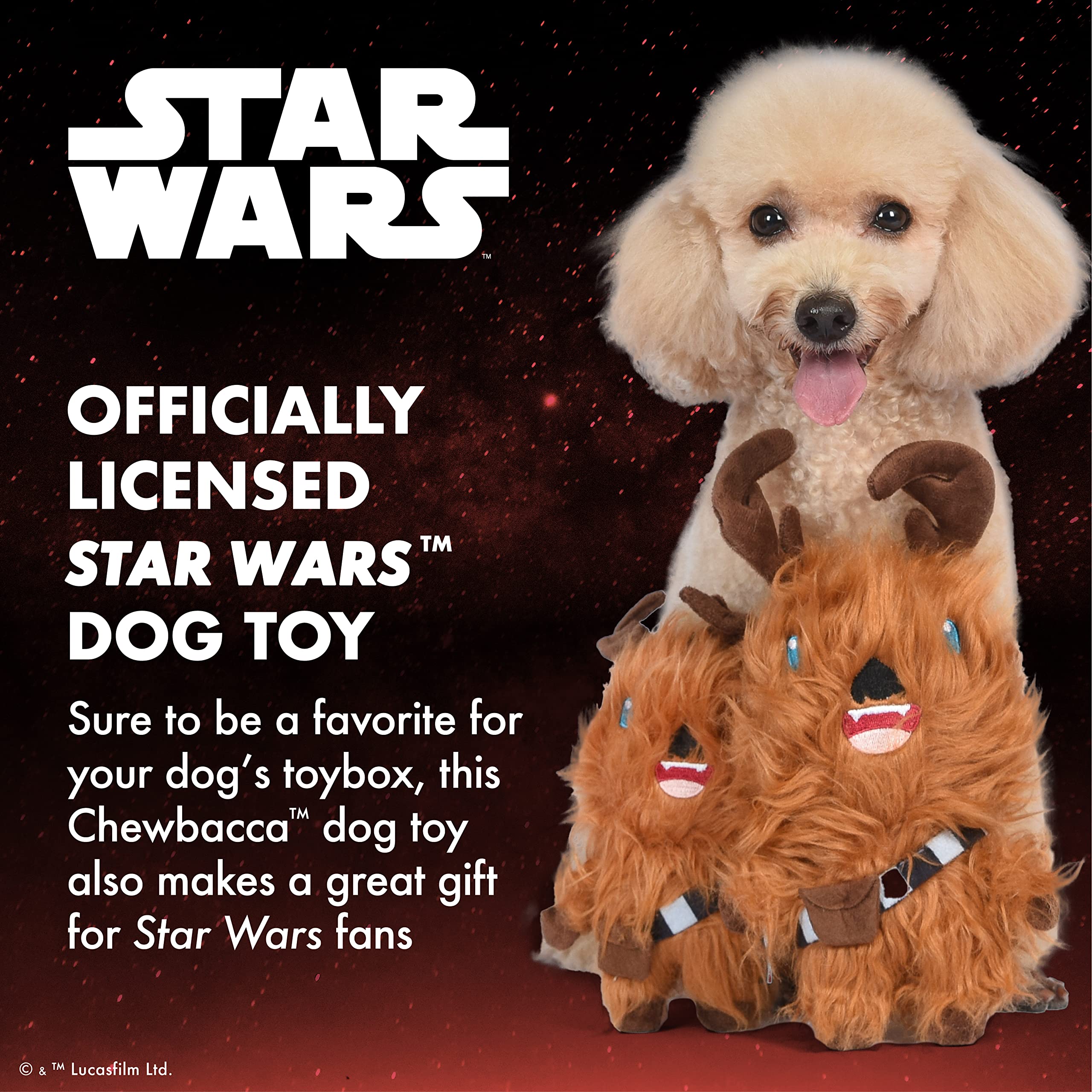 Star Wars Chewbacca Reindeer Squeaky Plush Dog Toy | Soft, Squeaky Holiday Dog Toy, 6 Inch (FF24146)