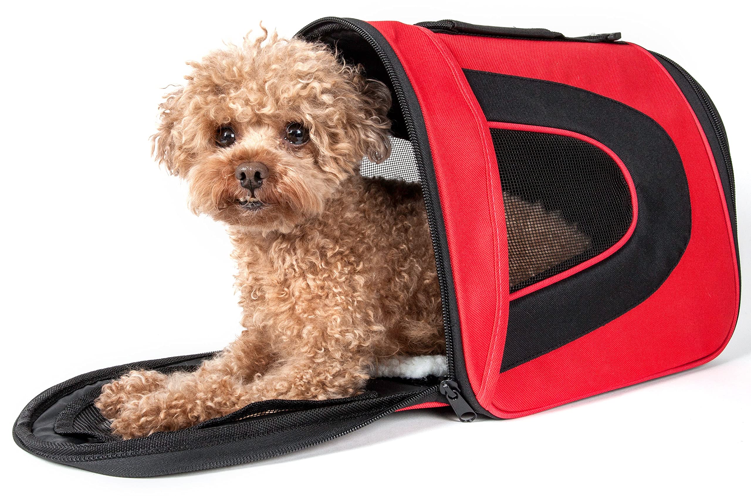 PET LIFE Airline Approved Collapsible Zippered Folding Sporty Mesh Travel Fashion Pet Dog Carrier Crate