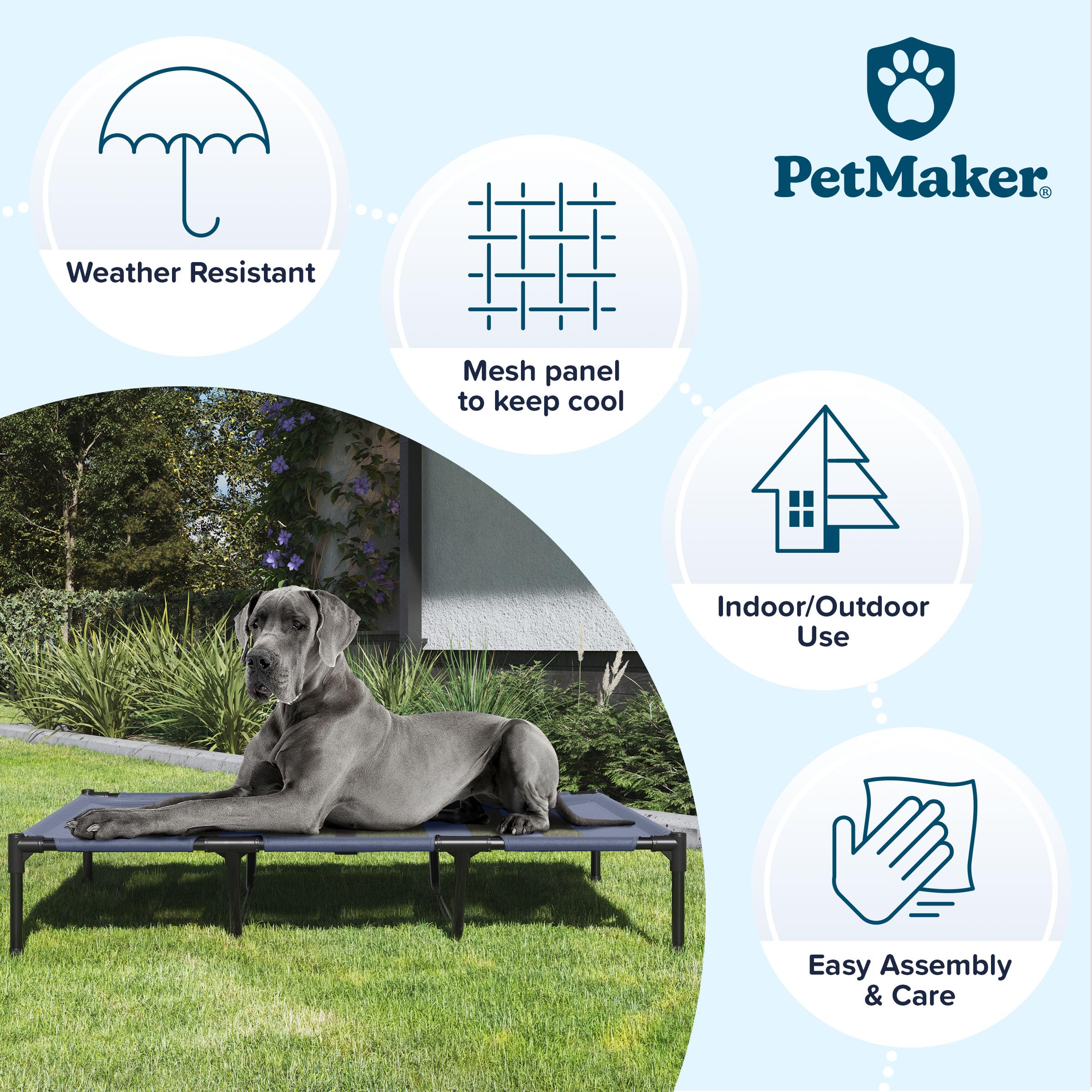 Elevated Dog Bed - 48X35.5-Inch Portable Pet Bed With Non-Slip Feet - Indoor/Outdoor Dog Cot Or Puppy Bed For Pets Up To 110Lbs