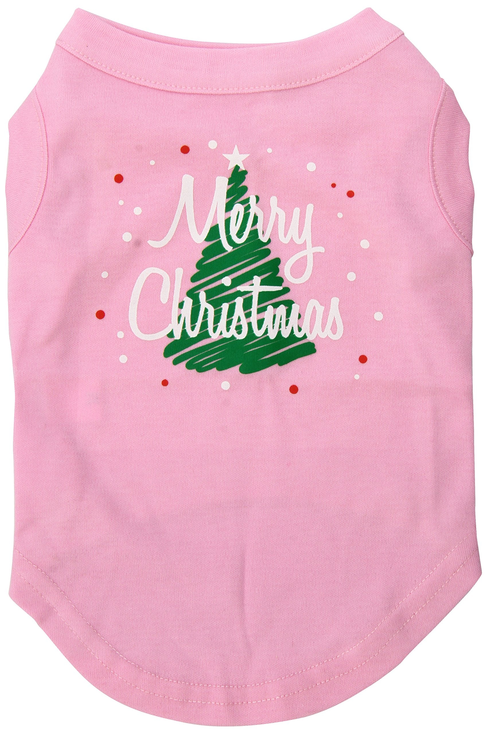 Mirage Pet Products 12-Inch Scribbled Merry Christmas Screenprint Shirts for Pets, Medium, Light Pink