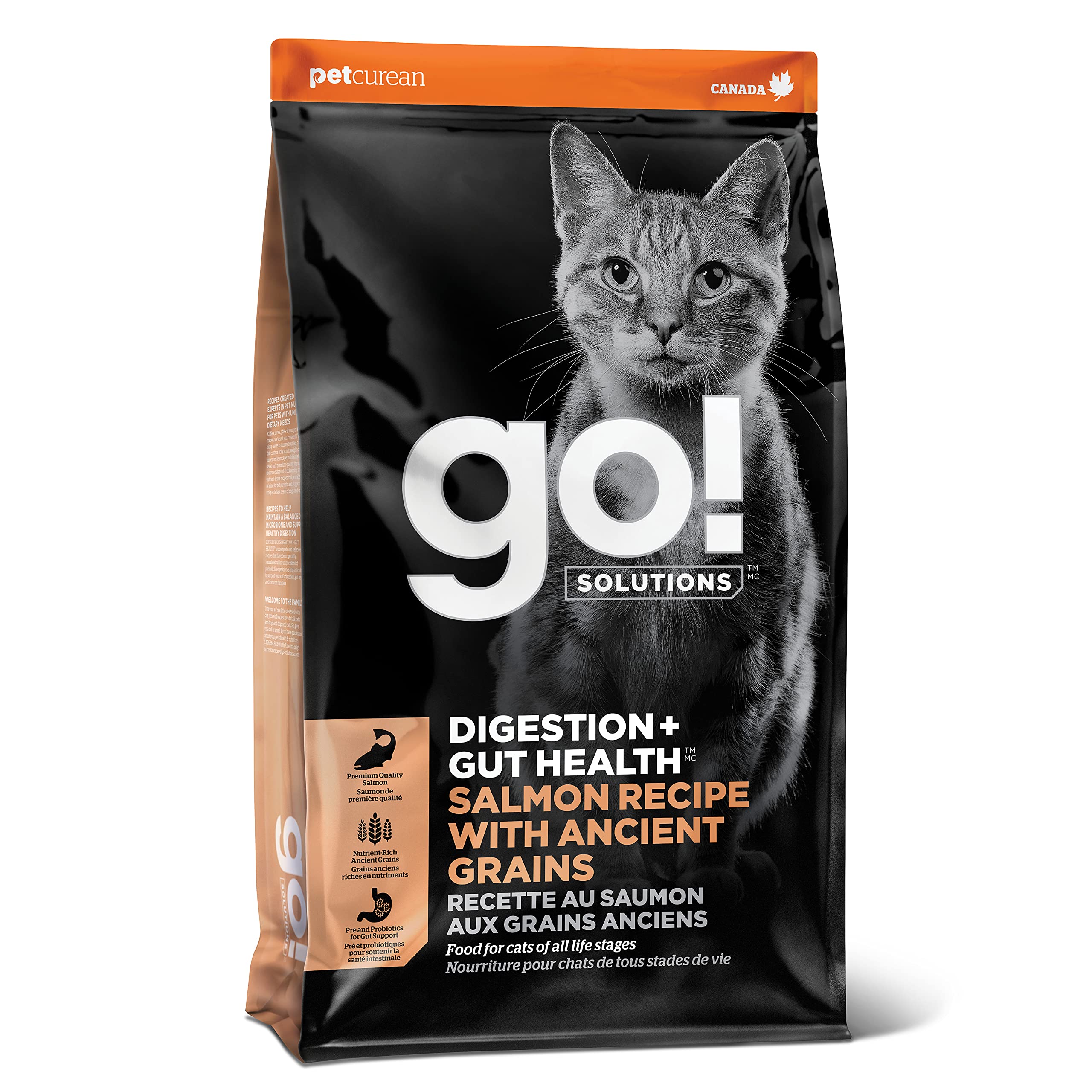 Go! Solutions Digestion + Gut Health Salmon Dry Cat Food, Premium Chicken-Free Kibble for Gastrointestinal & Digestive Wellness,