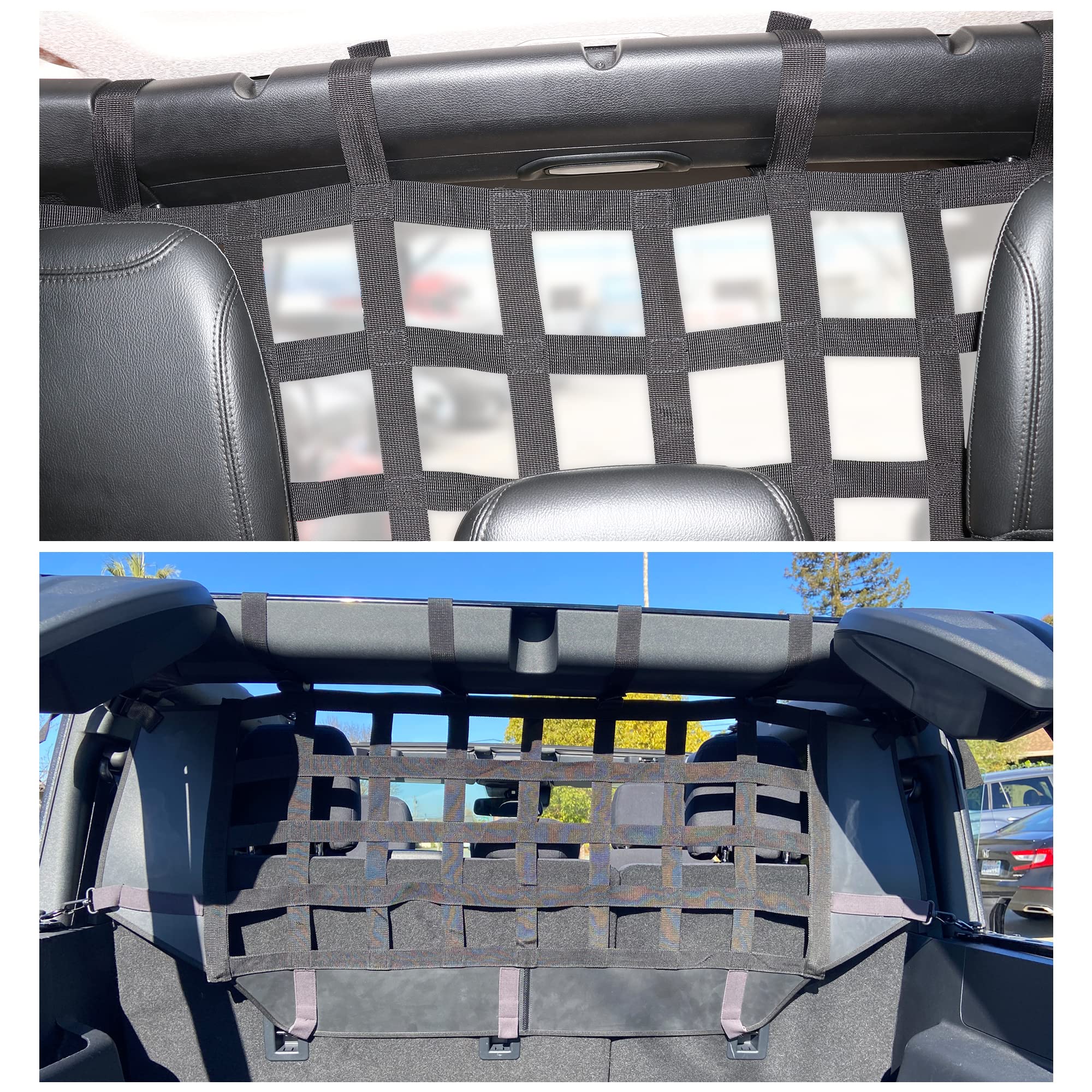 Sukemichi Dog Car Barrier For Bronco, Dog Barrier Car Net Mesh Divider Restraint Trunk Cargo Area For 2021-2025 Ford Bronco Acce