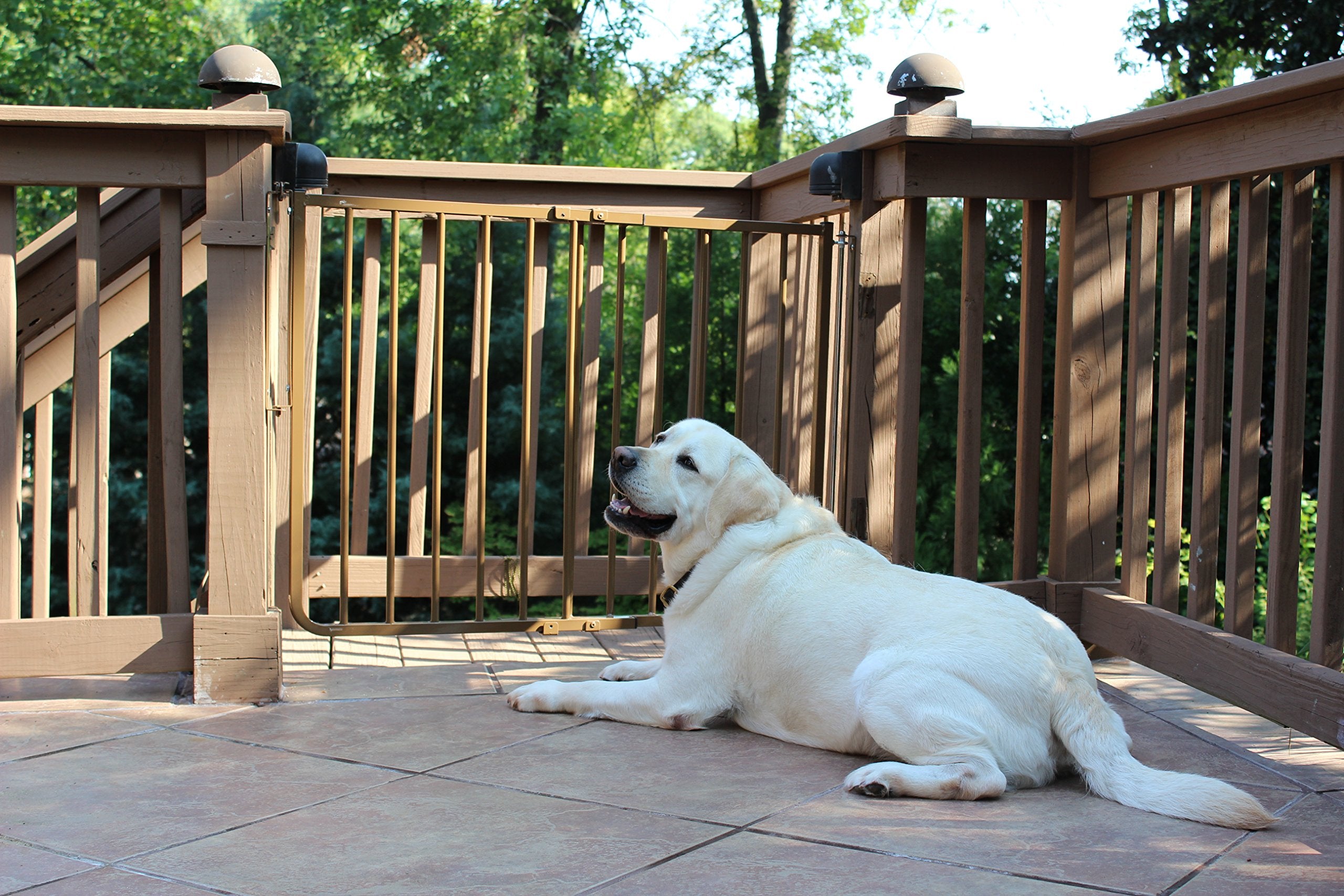 Cardinal Gates Ss30Od Outdoor Baby Gate For Stairs - Adjustable Outdoor Dog Gate - Aluminum Safety Gate For Kids & Pets - Can Be Installed At Angles - 27 To 42.5 Inches Wide - Brown