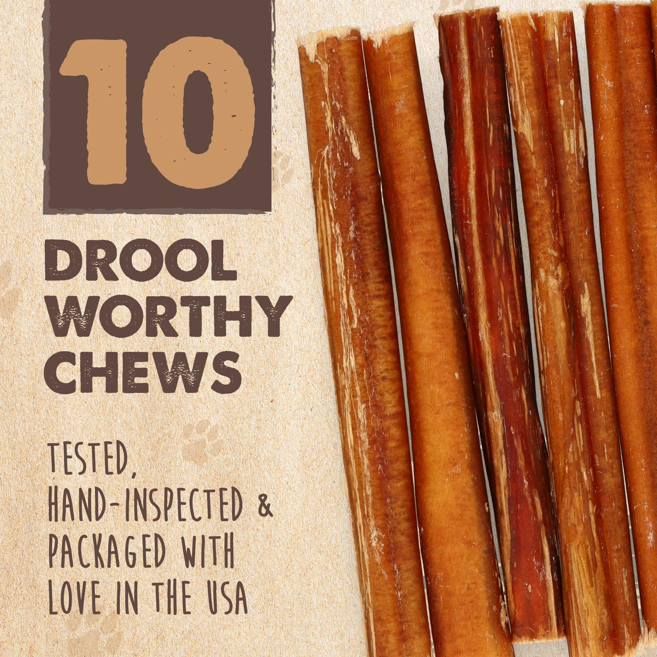 Mighty Paw Bully Sticks for Small & Medium Dogs - Grass Fed Beef Chews, Lower Odor, 6" - 10 Pack, 1.2 Ounce