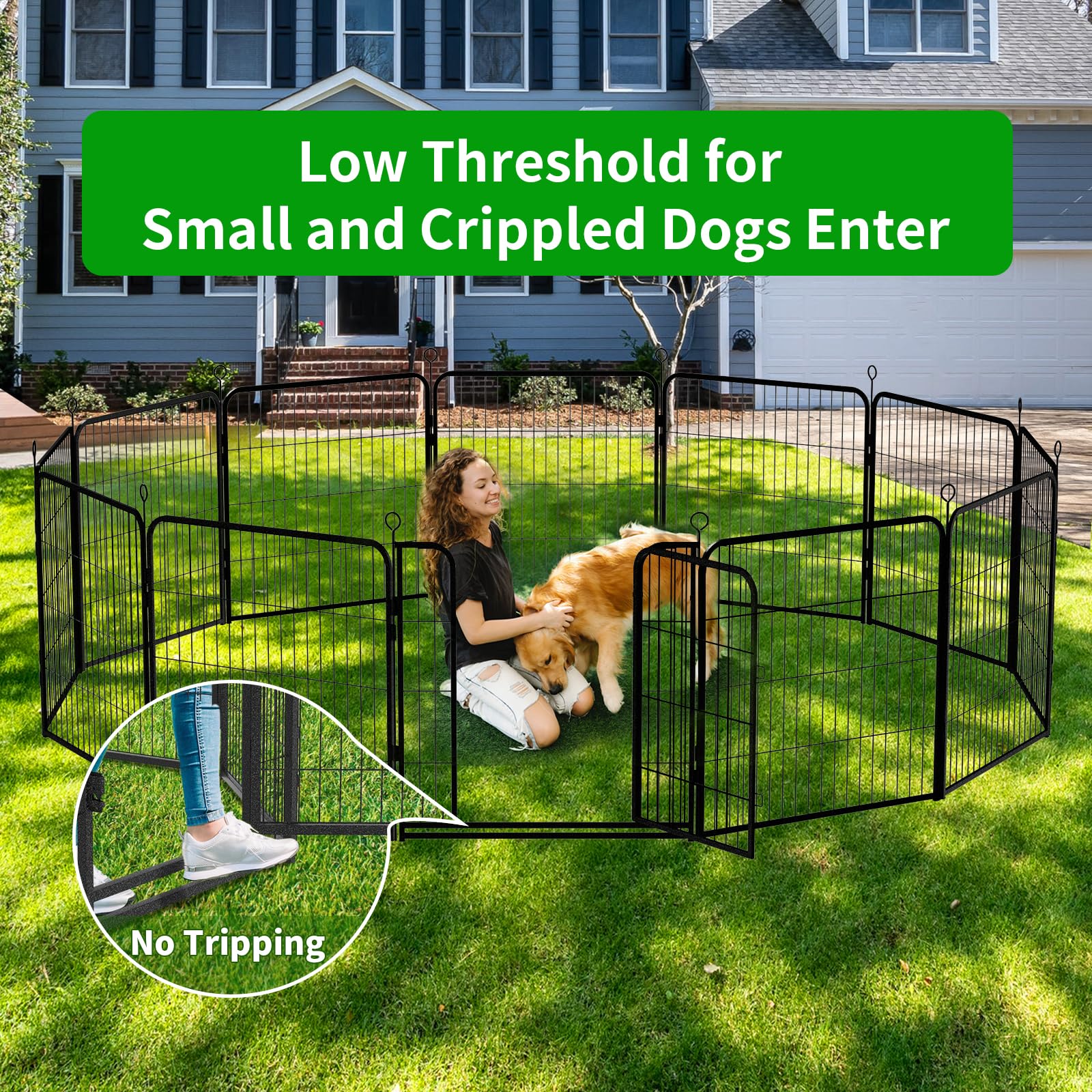 Kfvigoho Dog Playpen - Heavy Duty Metal 32 Panels, 47" High, Anti-Rust, Portable for Outdoor Use, 84FT, Black