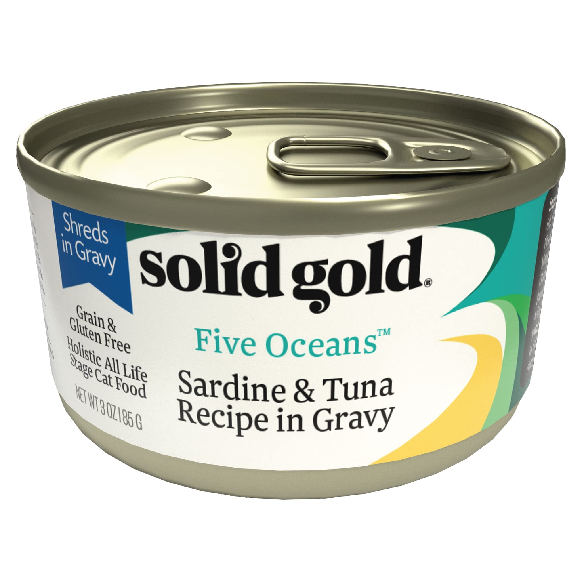 Solid Gold Wet Cat Food Shreds in Gravy - Healthy Canned Cat Food Made w/Real Tuna, Sardine, Vitamins, Minerals & Taurine - Grai
